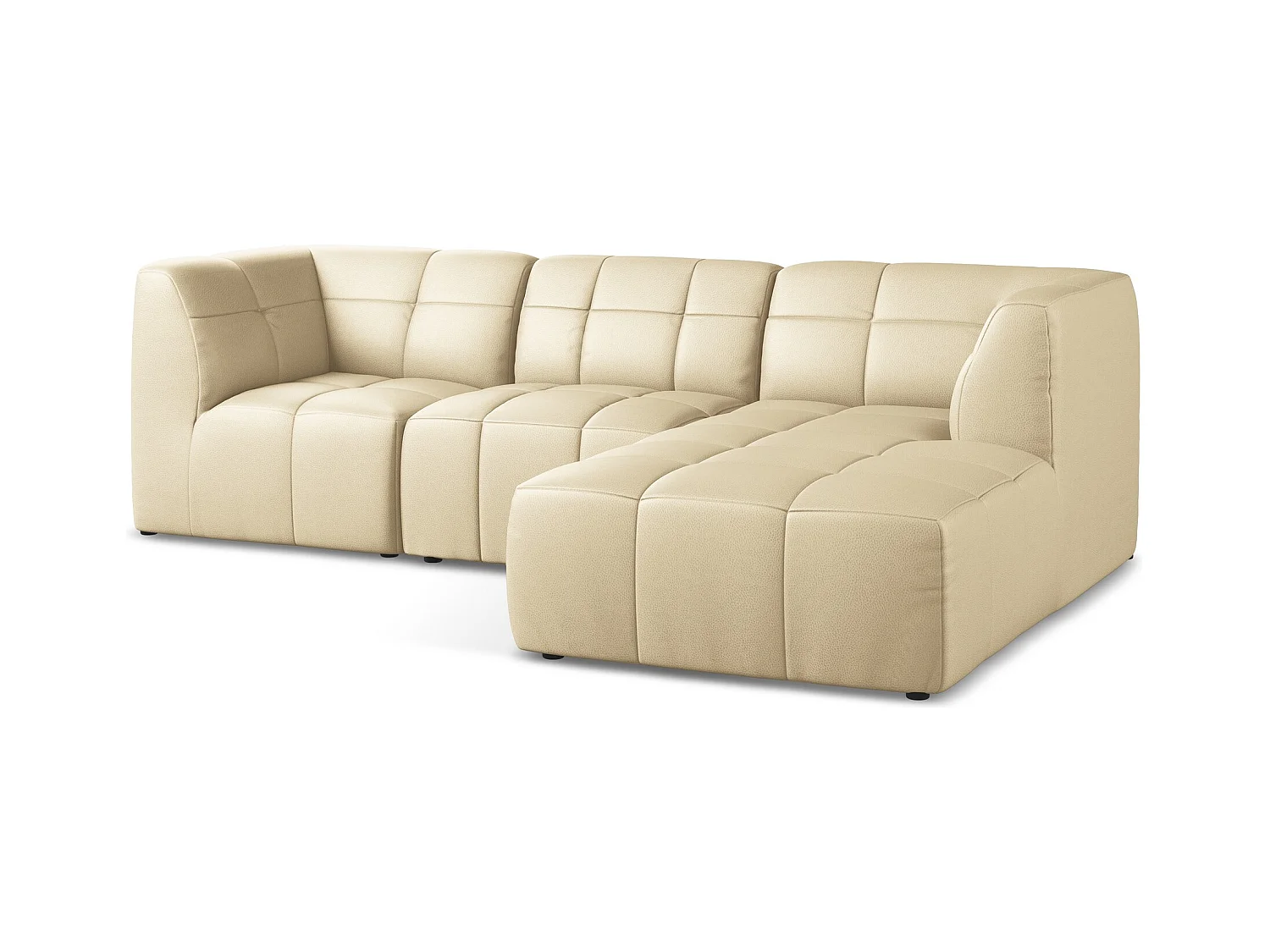 Modulaire hoekbank rechts van beige kunstleer - ALOHA