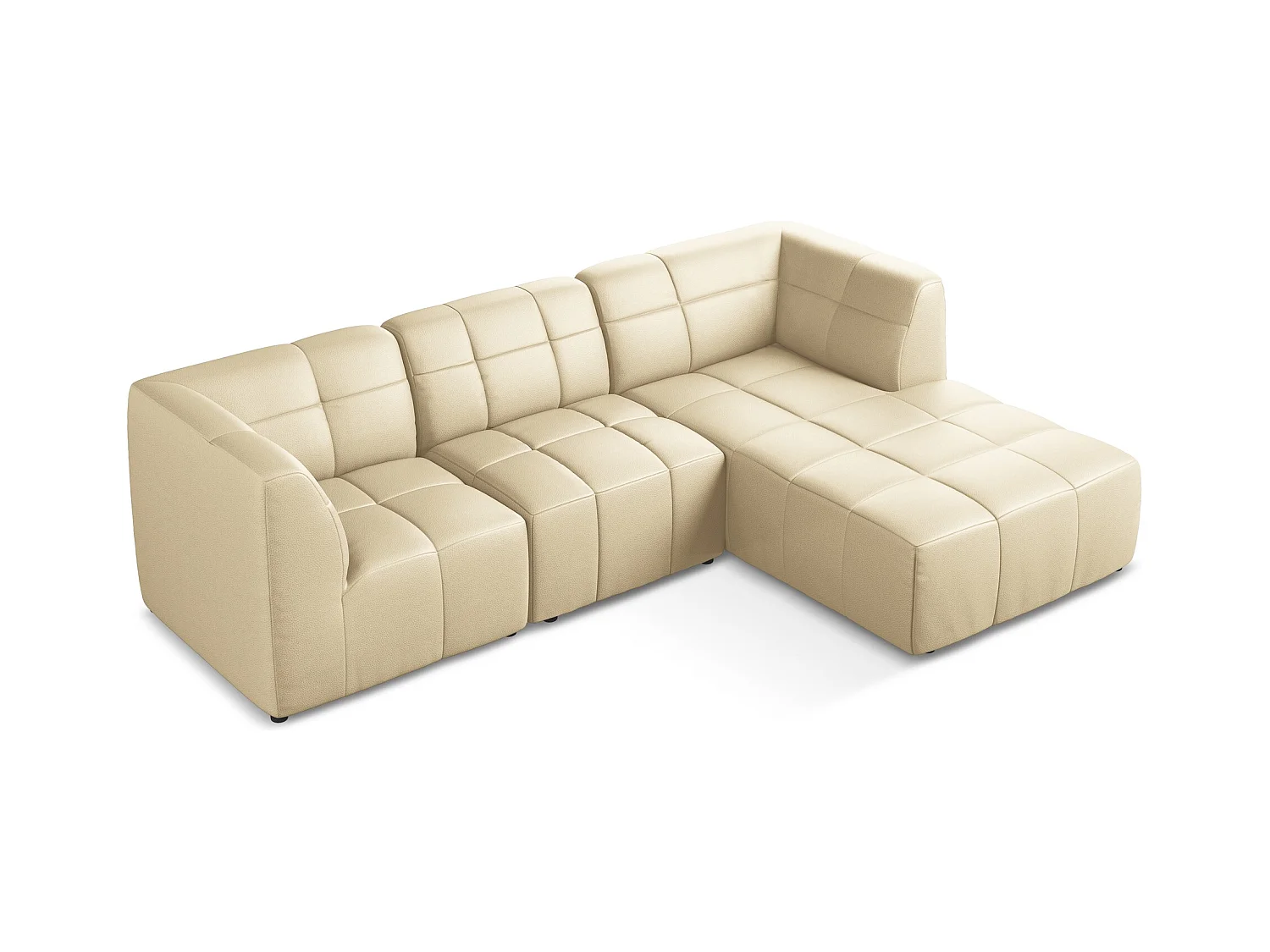 Modulaire hoekbank rechts van beige kunstleer - ALOHA