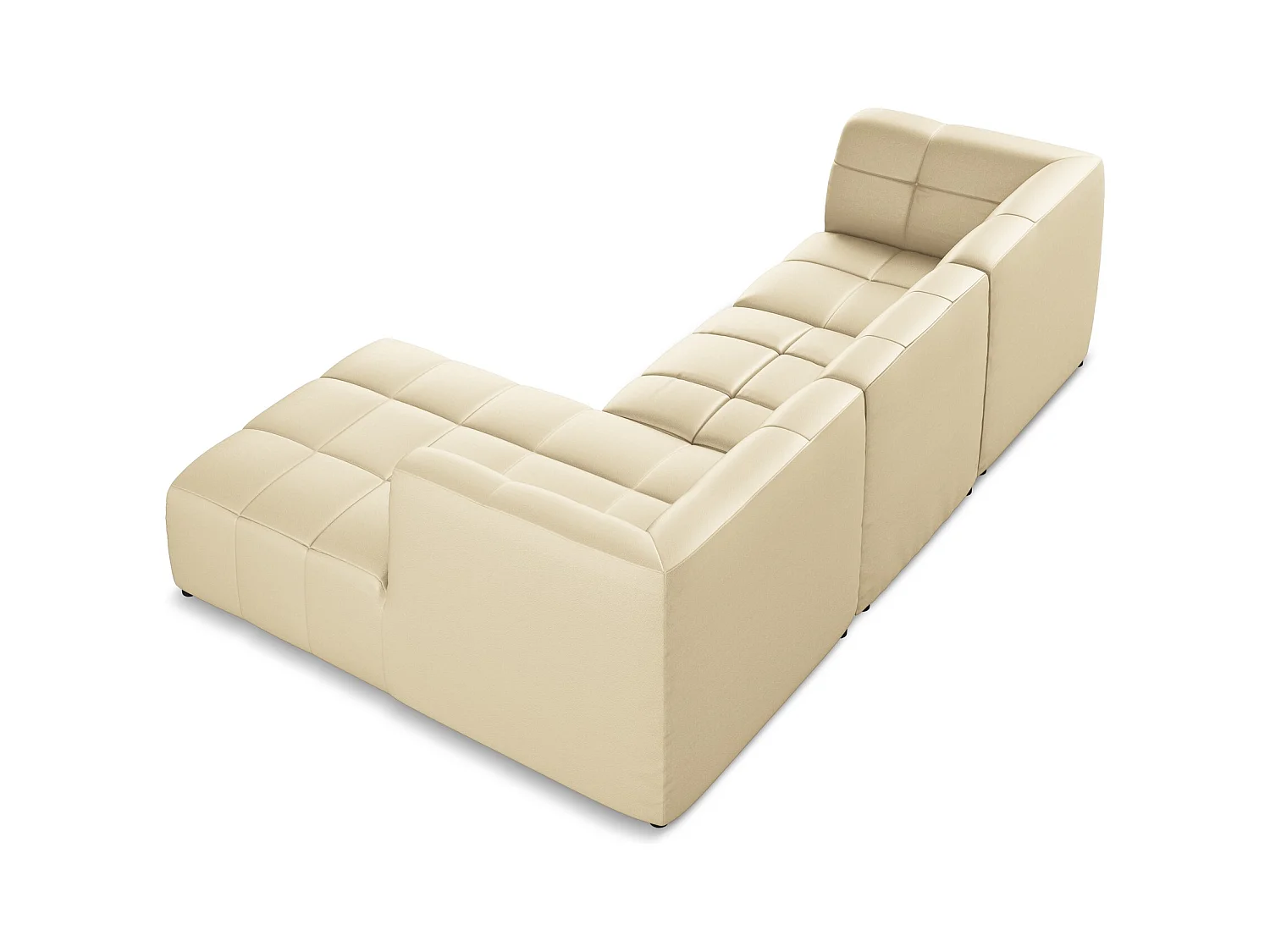 Modulaire hoekbank rechts van beige kunstleer - ALOHA