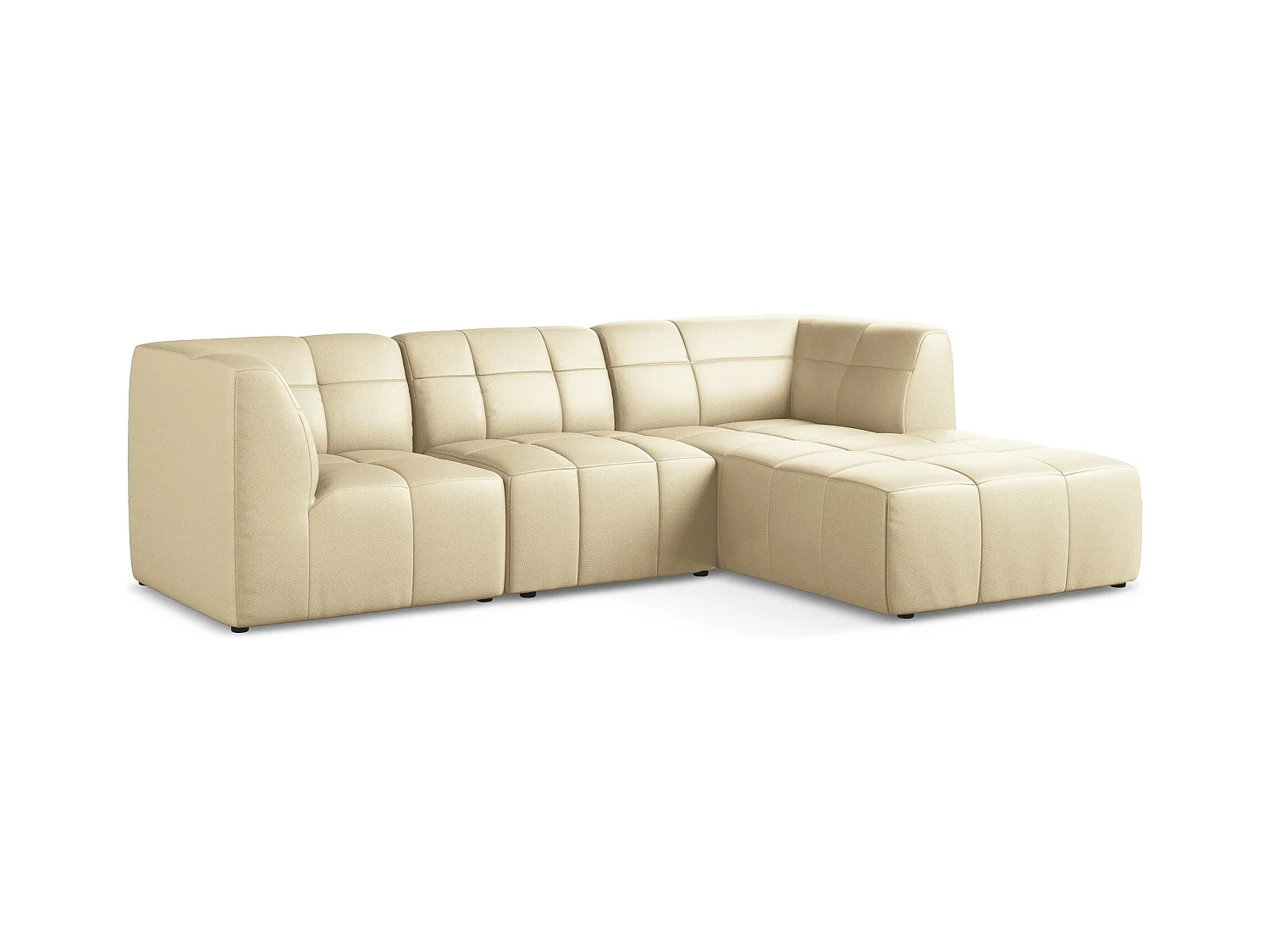 3-Sitzer Modulares Ecksofa - Ecke Rechts - Kunstleder - Beige - ALOHA
