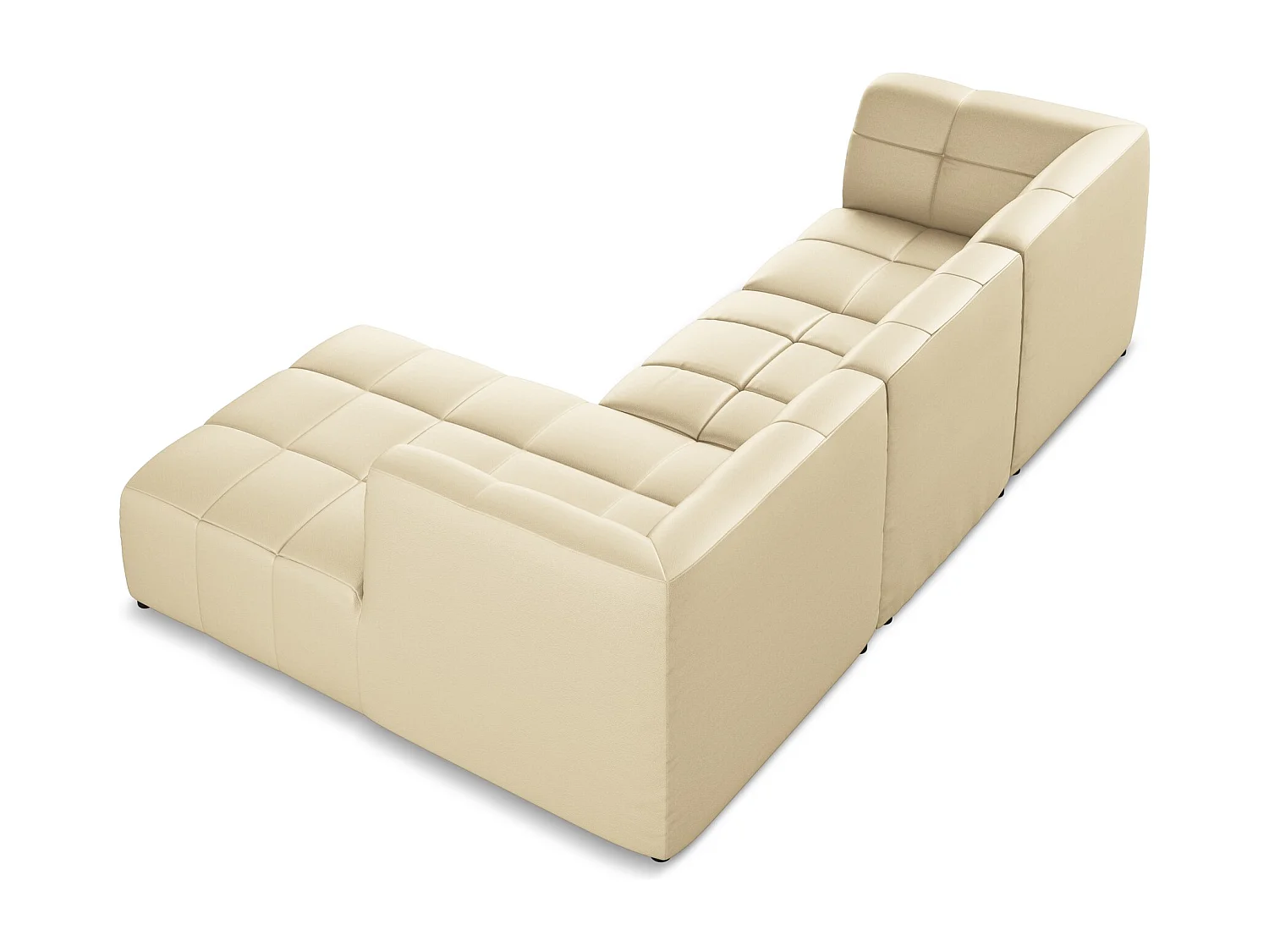 Sofá de canto modular direito 3 lugares em couro sintético bege - ALOHA