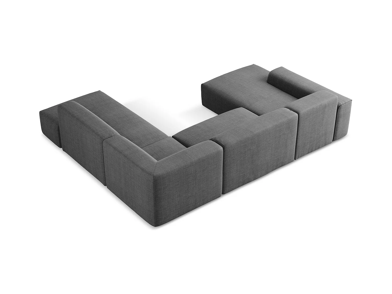 Panoramische hoekbank rechts van donkergrijs textuurstof - KELI