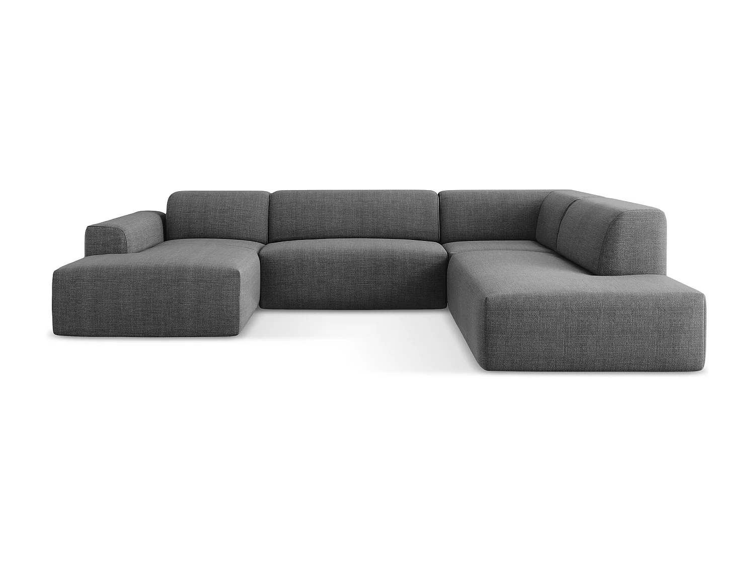 Sofa panoramiczna prawa - z tkaniny strukturalnej - ciemny szary - KELI