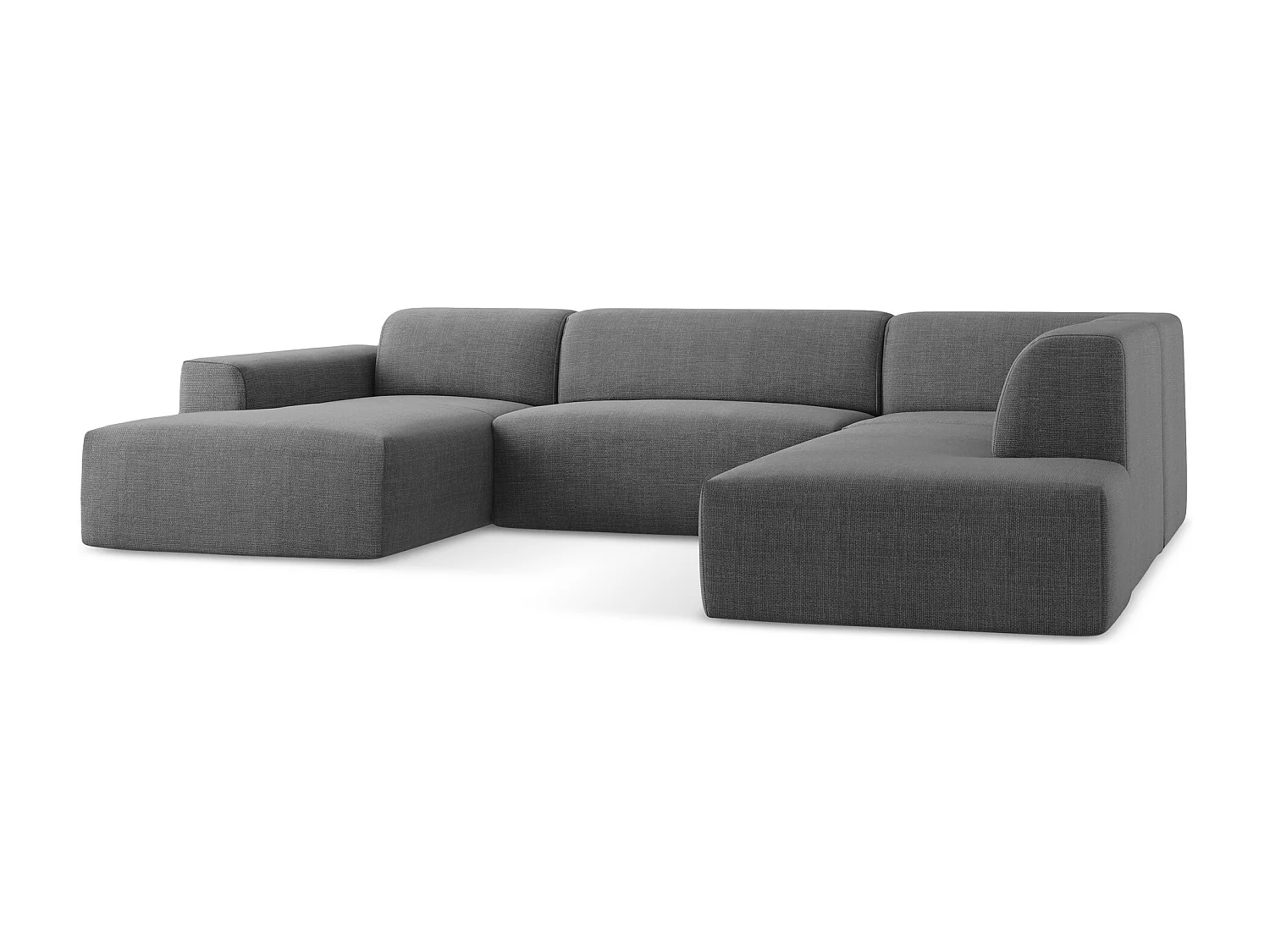 Sofa panoramiczna prawa - z tkaniny strukturalnej - ciemny szary - KELI