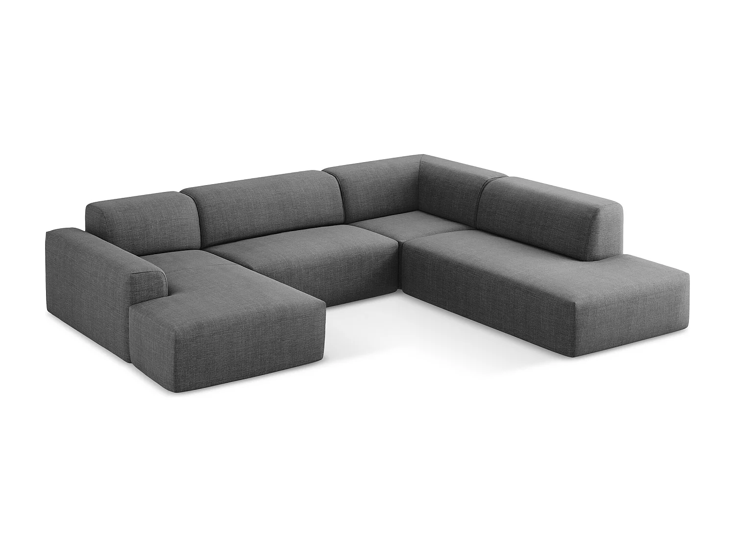 Sofa panoramiczna prawa - z tkaniny strukturalnej - ciemny szary - KELI