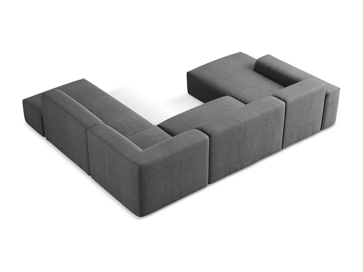 Sofa panoramiczna prawa - z tkaniny strukturalnej - ciemny szary - KELI