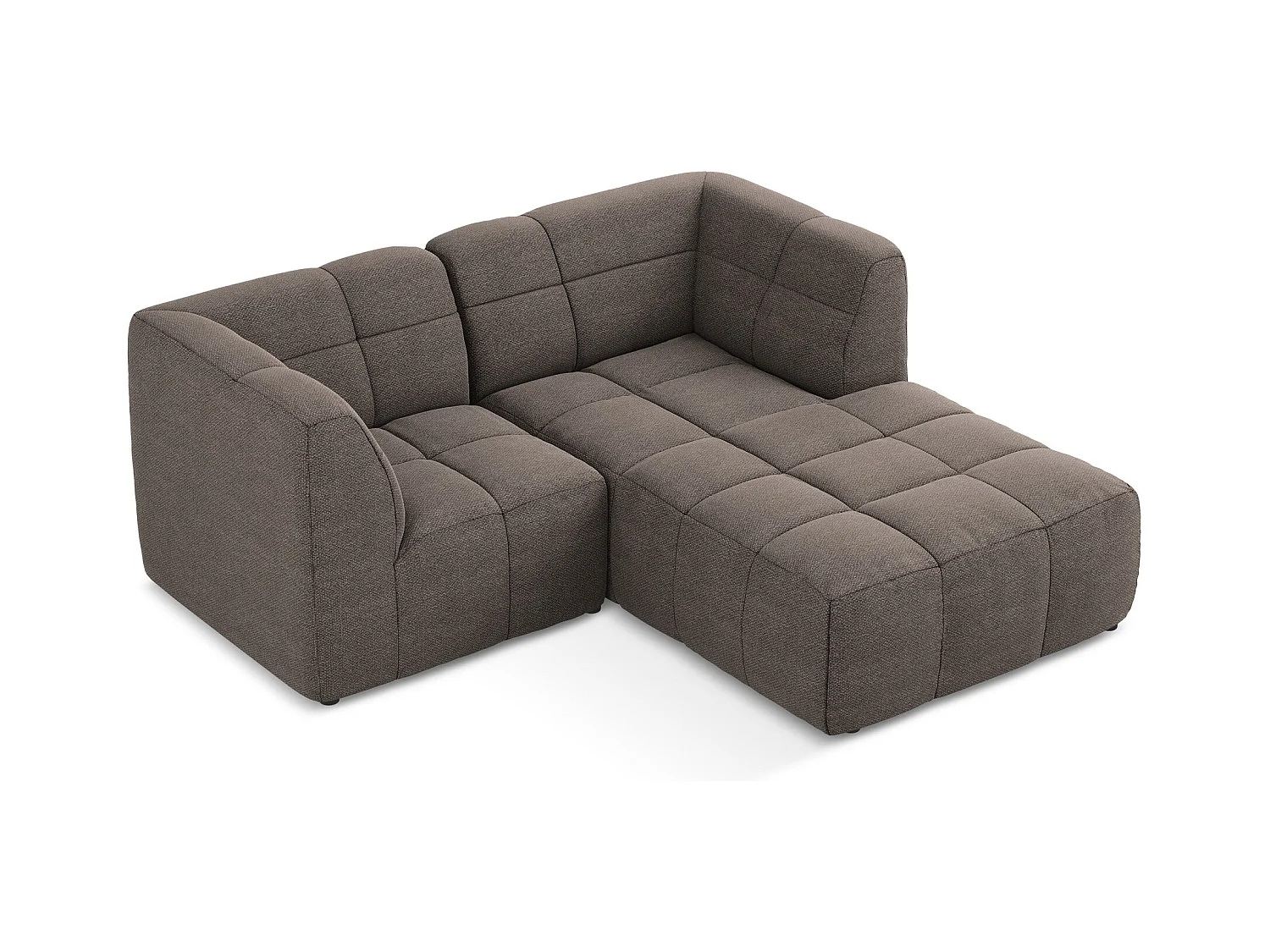 Narożnik prawostronny - z tkaniny bouclé - czekoladowy - ALOHA