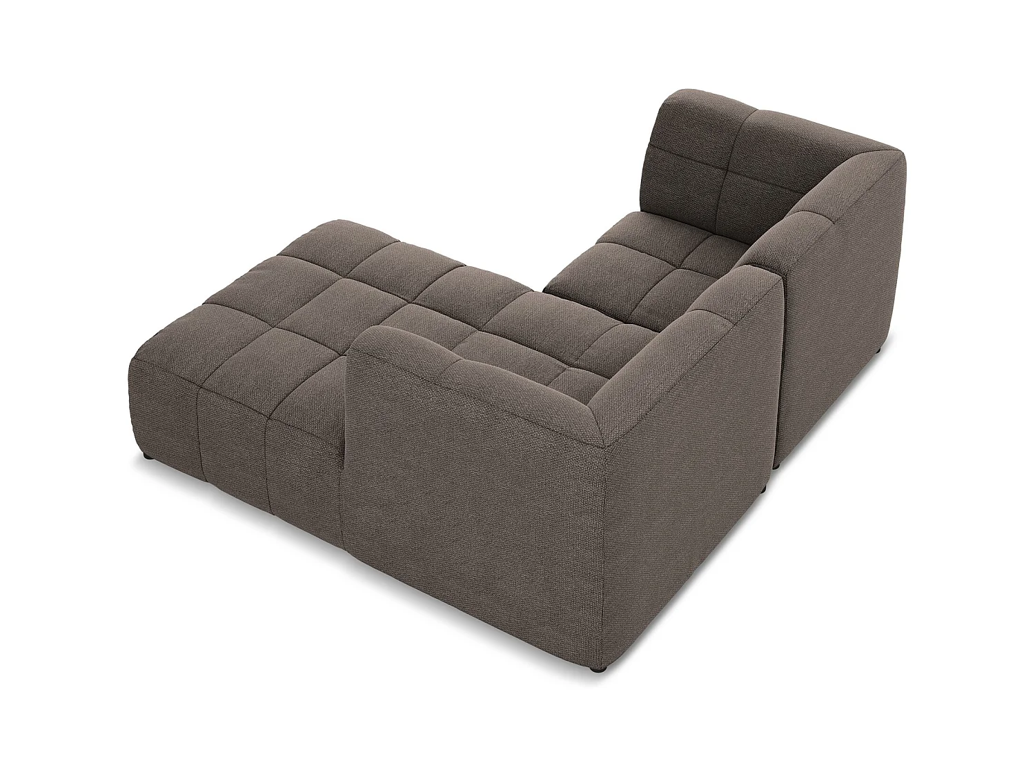 Narożnik prawostronny - z tkaniny bouclé - czekoladowy - ALOHA