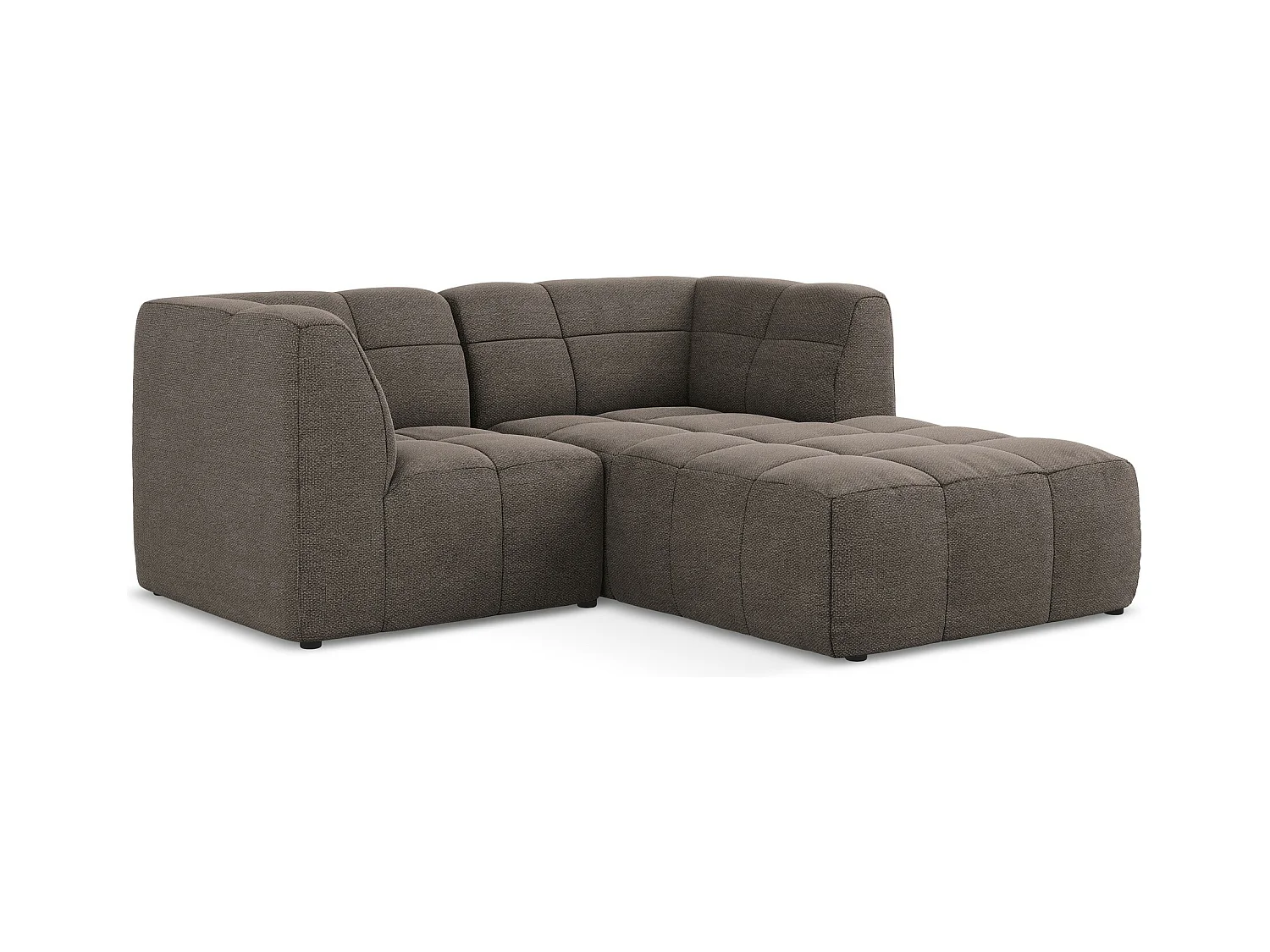Canapé d'angle 2,5 places modulaire droit en tissu bouclette - choolat - ALOHA