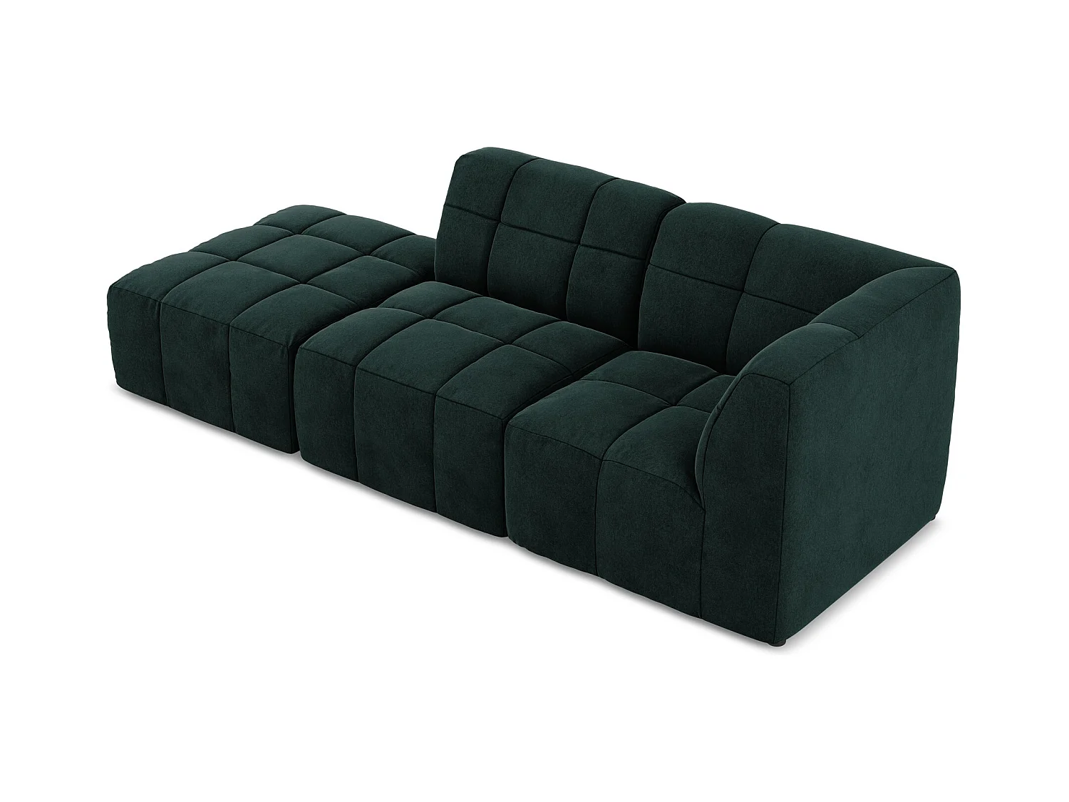3-Sitzer Modulares Ecksofa - Ecke Links - Samt - Grau Grün - ALOHA