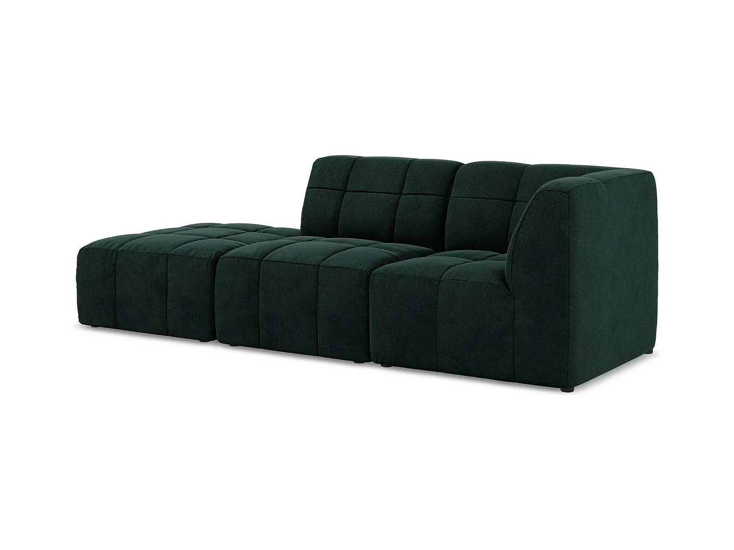 3-Sitzer Modulares Ecksofa - Ecke Links - Samt - Grau Grün - ALOHA