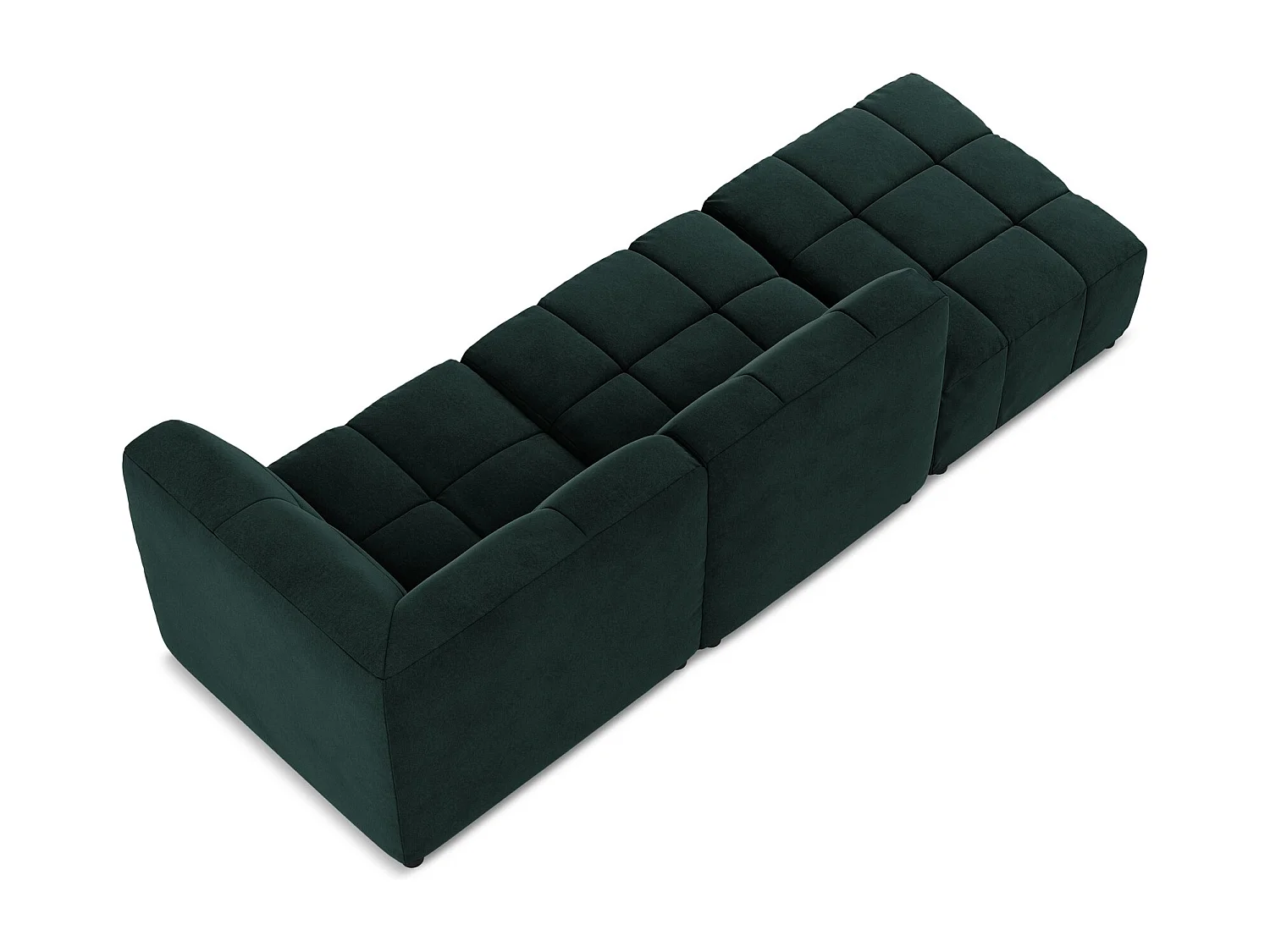 Canapé d'angle 3 places modulaire gauche en velours - gris vert - ALOHA