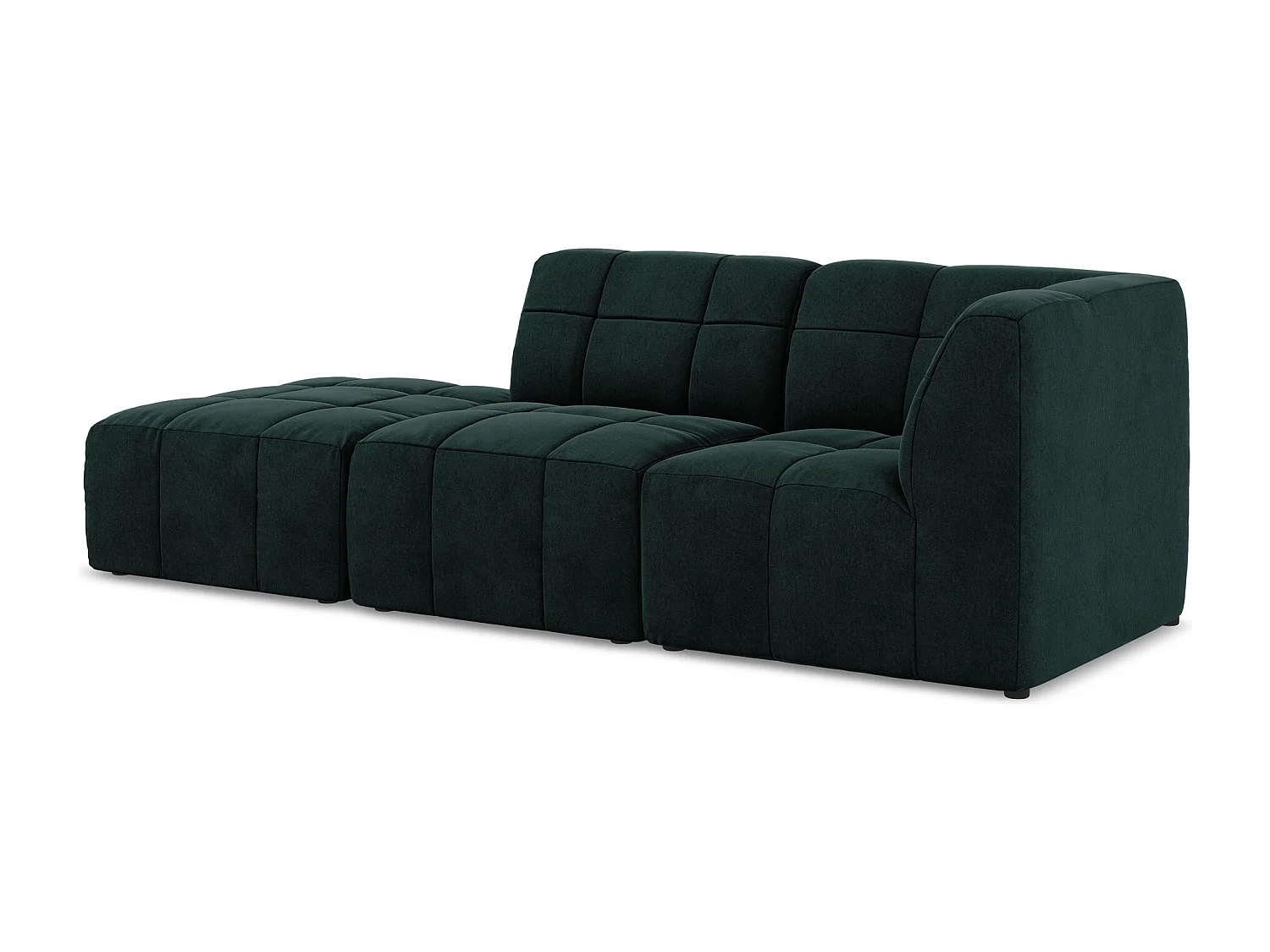 Canapé d'angle 3 places modulaire gauche en velours - gris vert - ALOHA