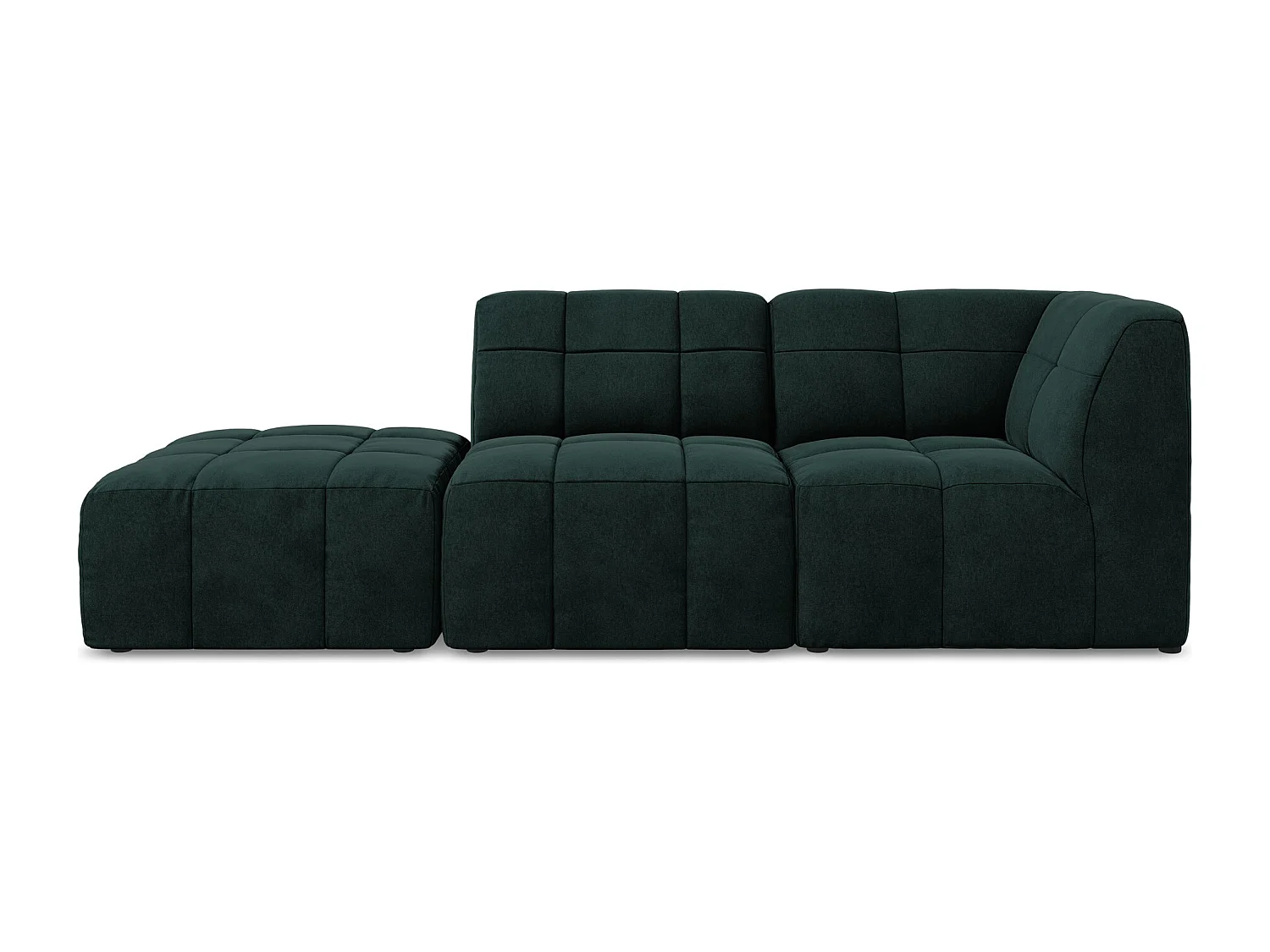 Canapé d'angle 3 places modulaire gauche en velours - gris vert - ALOHA