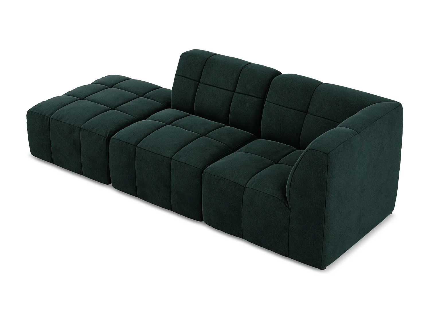 Canapé d'angle 3 places modulaire gauche en velours - gris vert - ALOHA