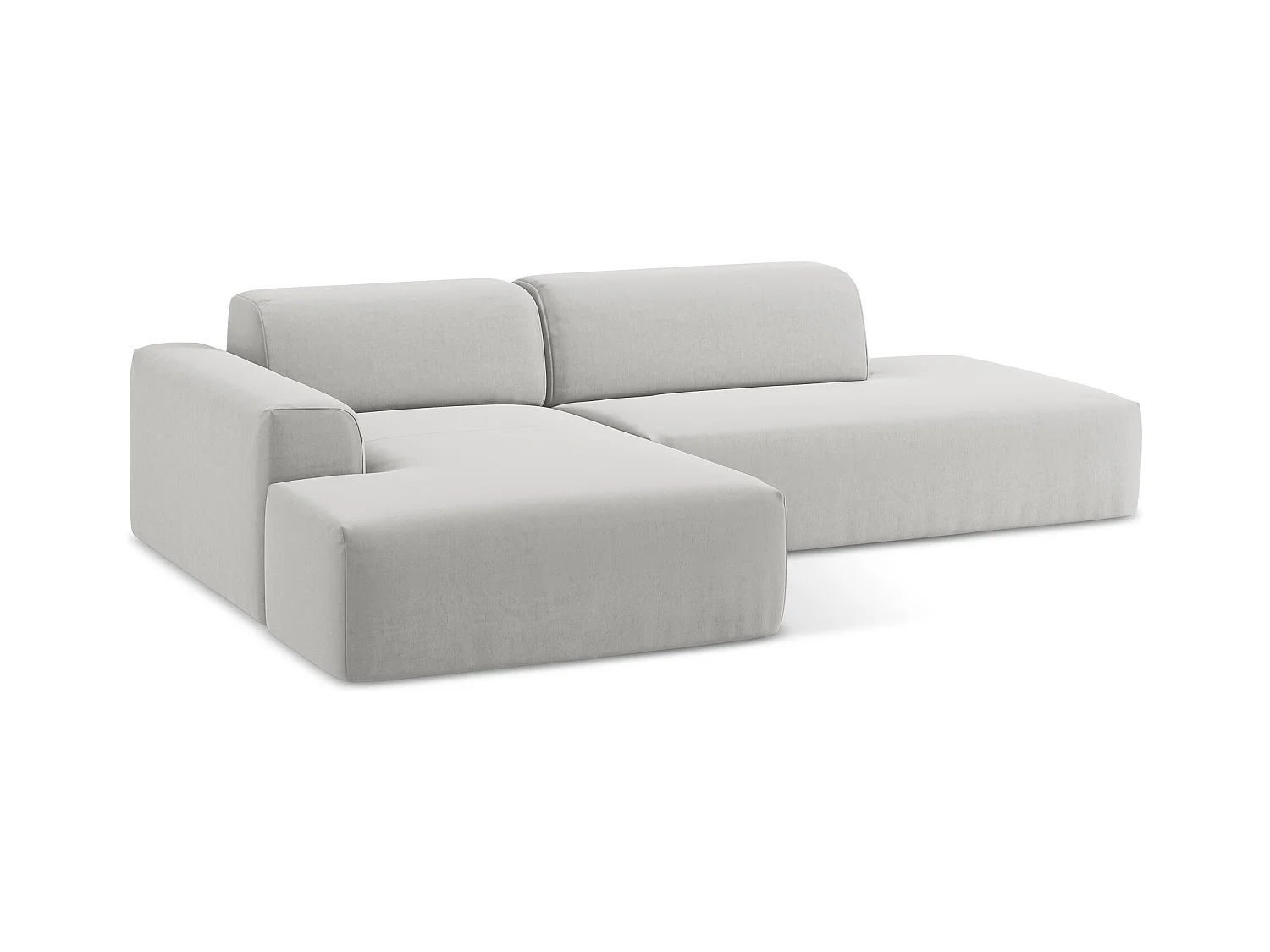 3-Sitzer Modulares Ecksofa - Ecke Rechts - Samt - Silber - KELI