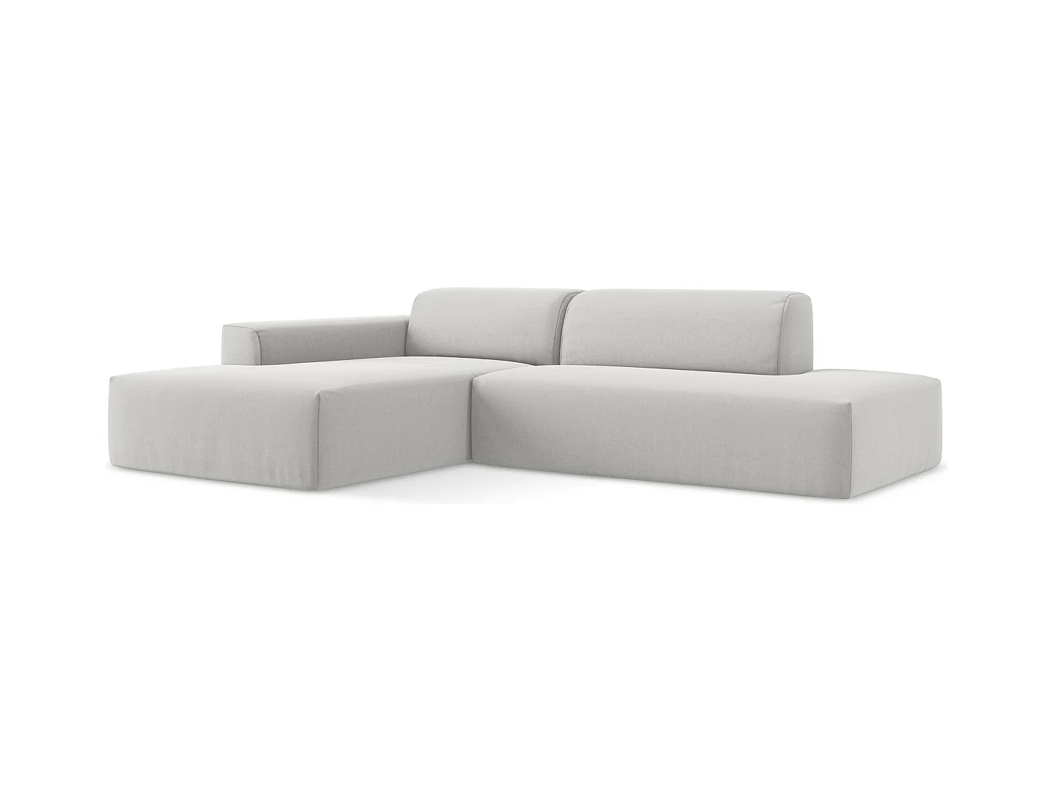 Canapé d'angle 3 places modulaire droit en velours - argent - KELI