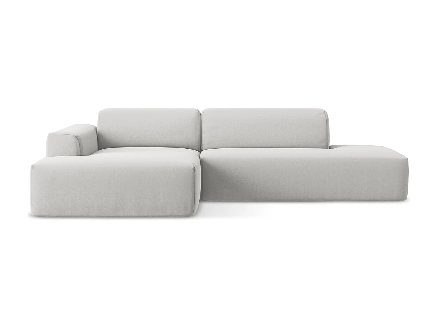 Canapé d'angle 3 places modulaire droit en velours - argent - KELI