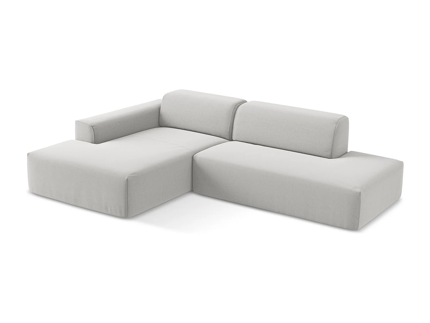 Canapé d'angle 3 places modulaire droit en velours - argent - KELI