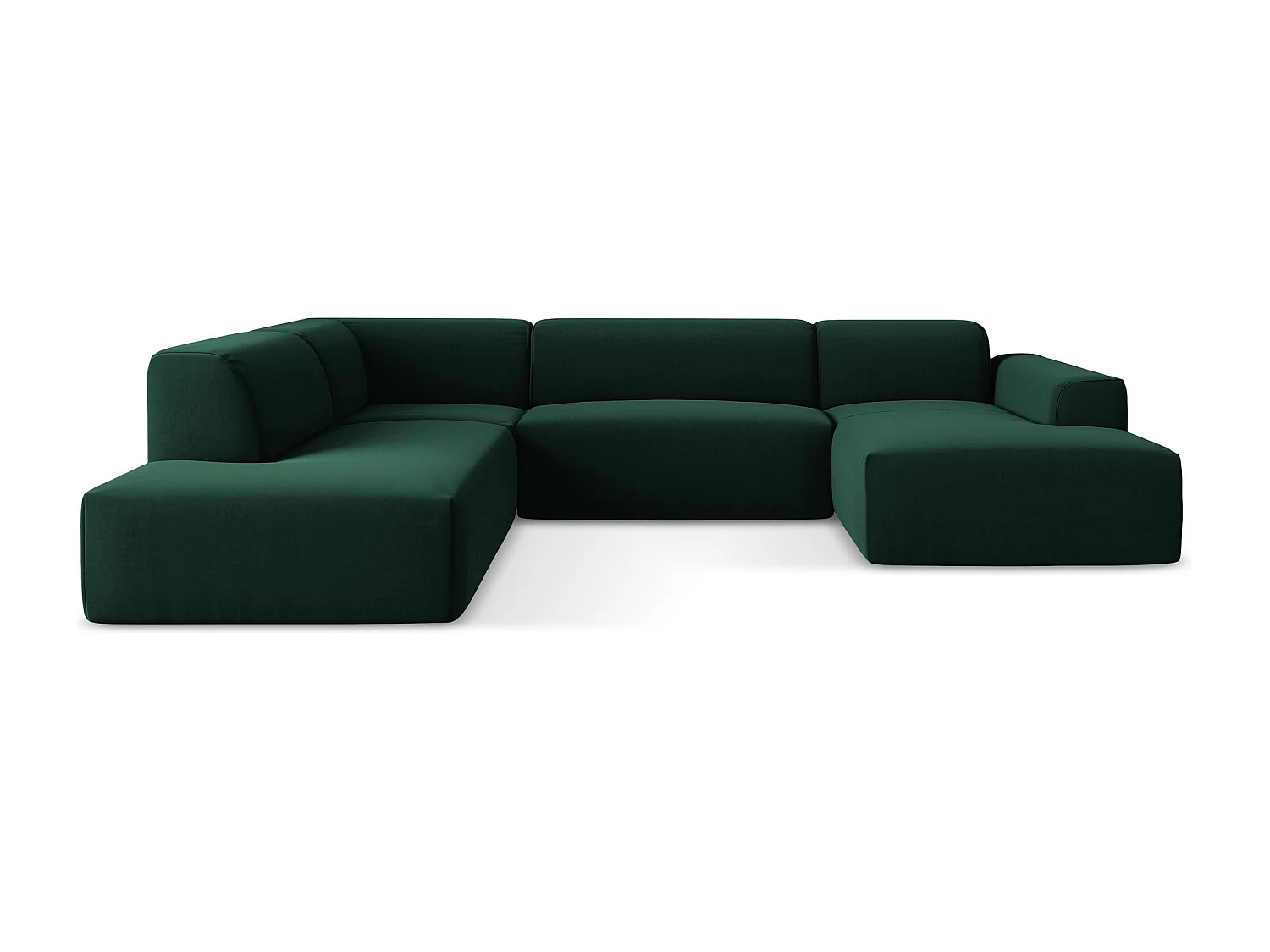 Canapé panoramique 5 places gauche en velours - bouteille verte - KELI