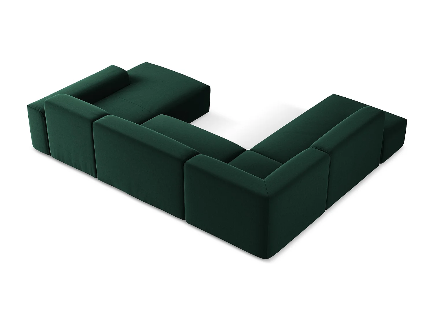 Canapé panoramique 5 places gauche en velours - bouteille verte - KELI