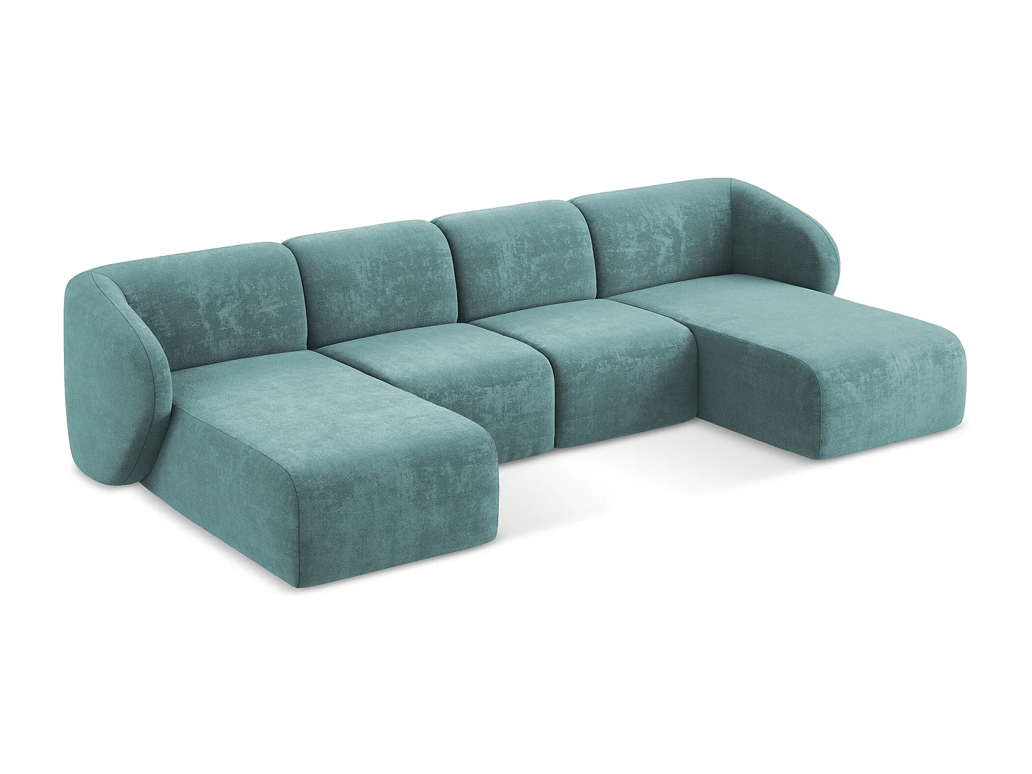 Canapé panoramique 4 places en tissu chenille - jeans - LANI