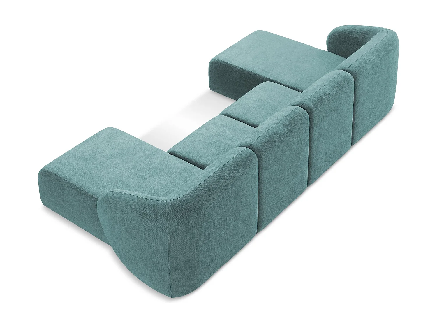 Canapé panoramique 4 places en tissu chenille - jeans - LANI