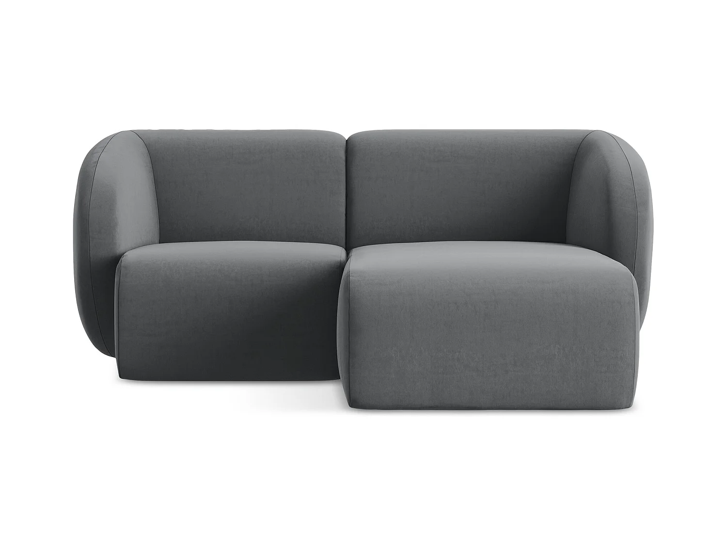 Canapé d'angle 2,5 places modulaire droit en velours - acier - LANI