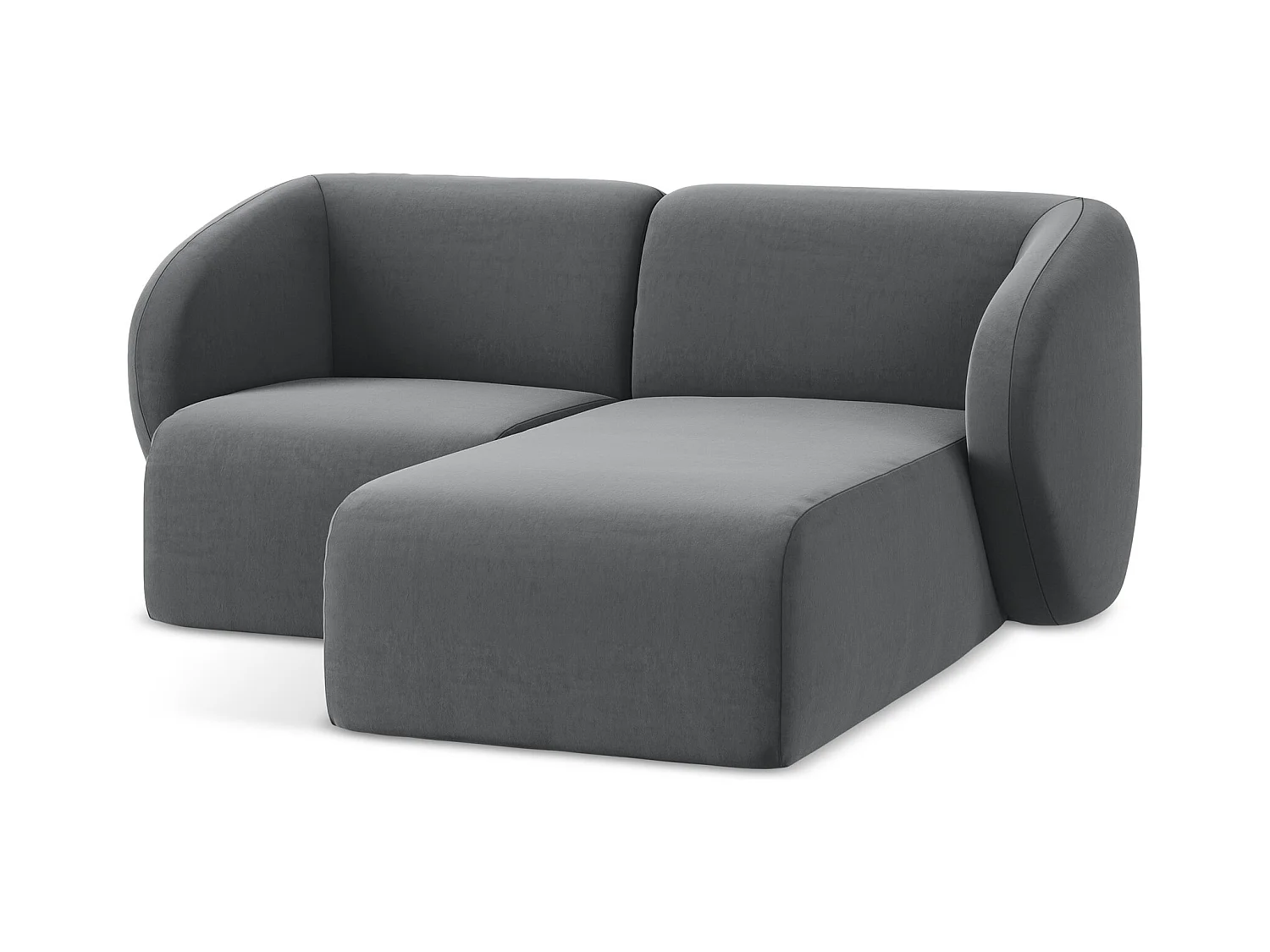 Canapé d'angle 2,5 places modulaire droit en velours - acier - LANI