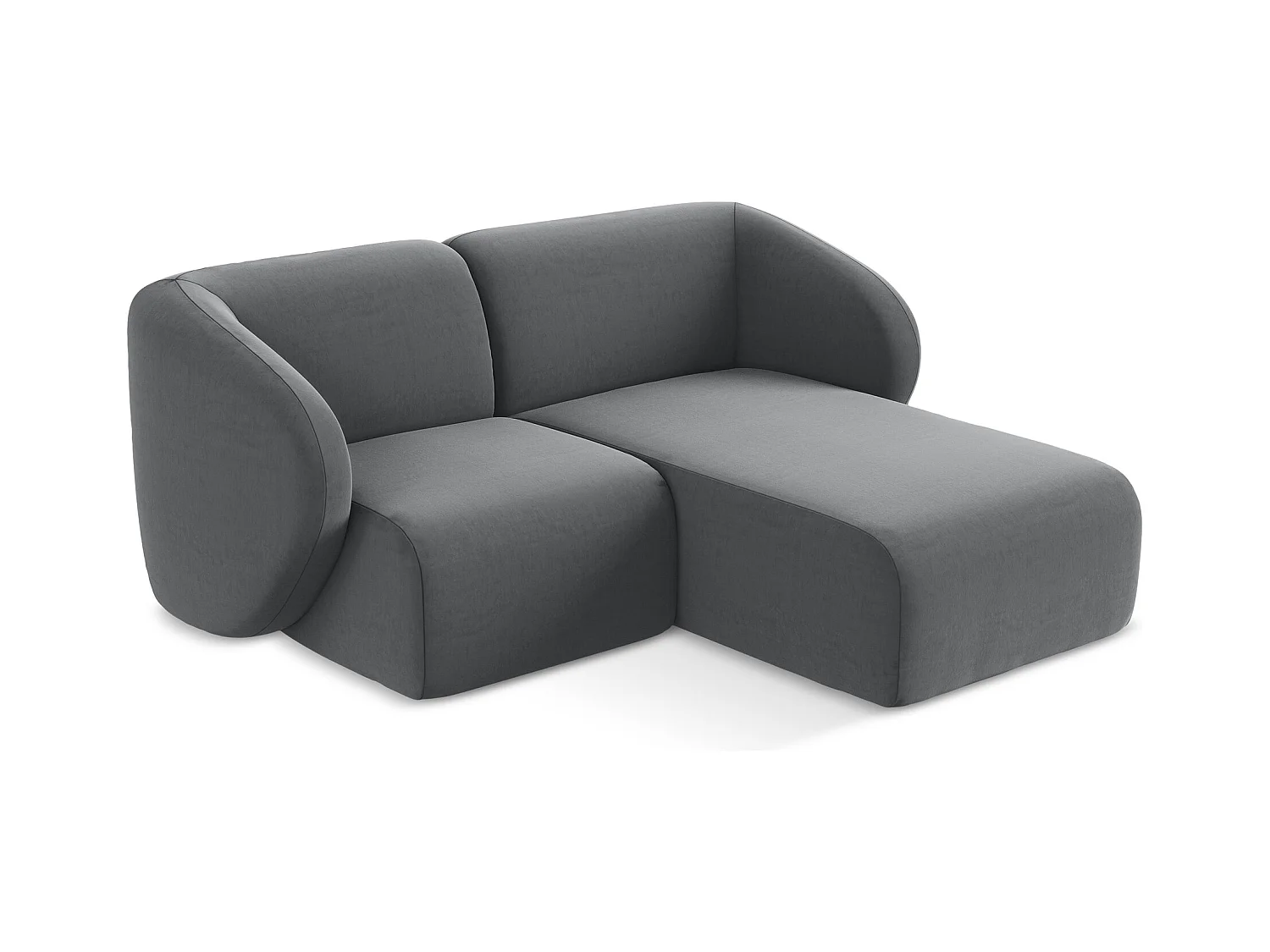 Canapé d'angle 2,5 places modulaire droit en velours - acier - LANI