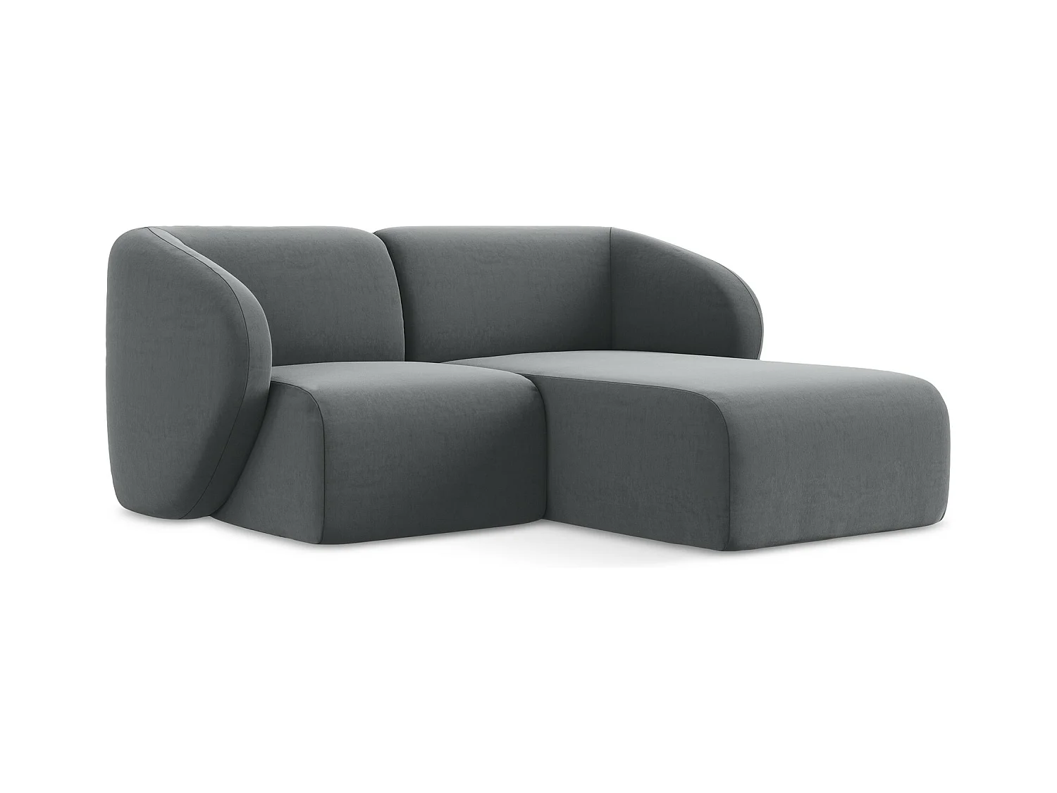 2,5-Sitzer Modulares Ecksofa - Ecke Rechts - Samt - Stahl - LANI