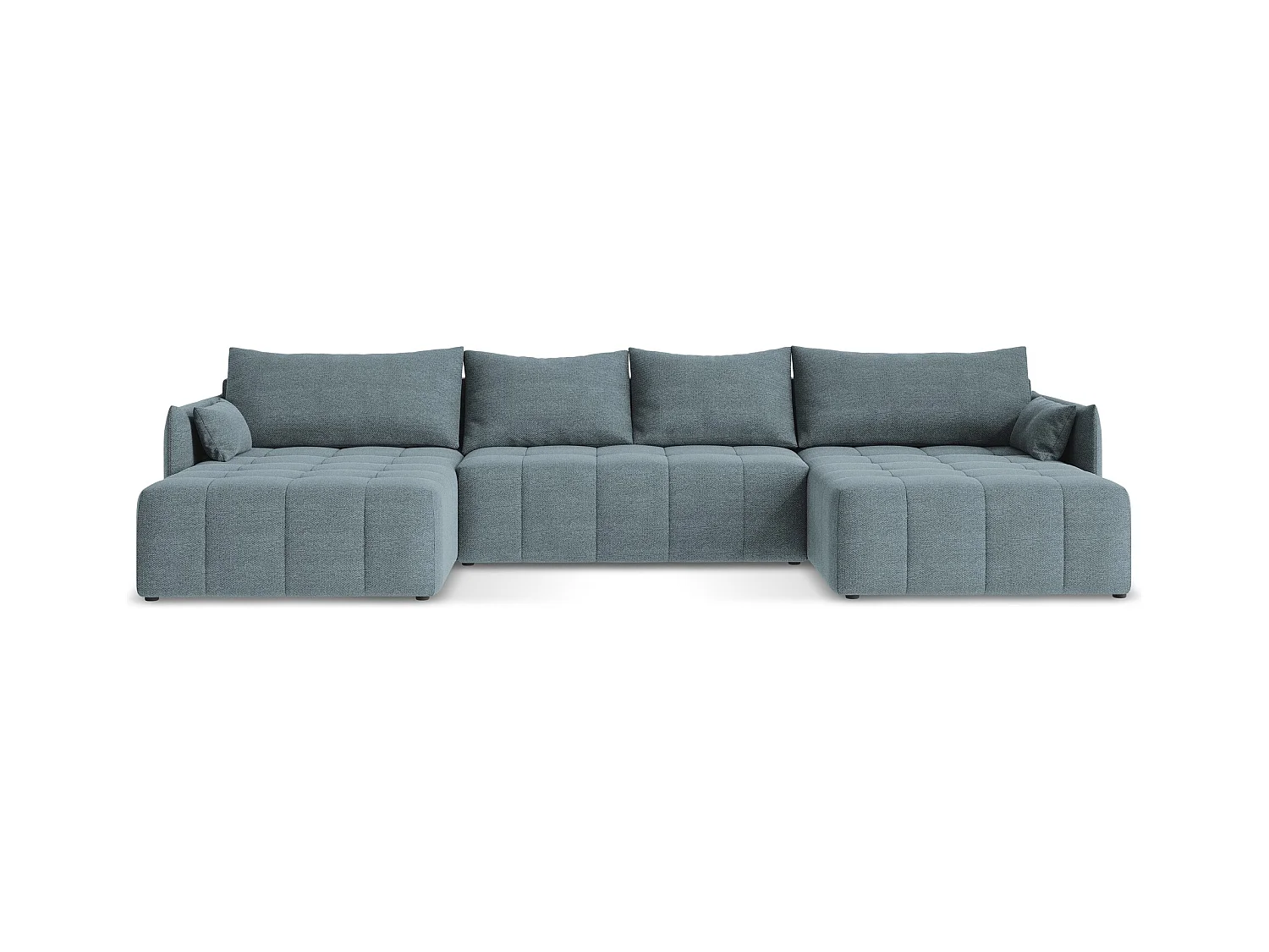 Panoramische hoekbank van jeans bouclé - MOKU