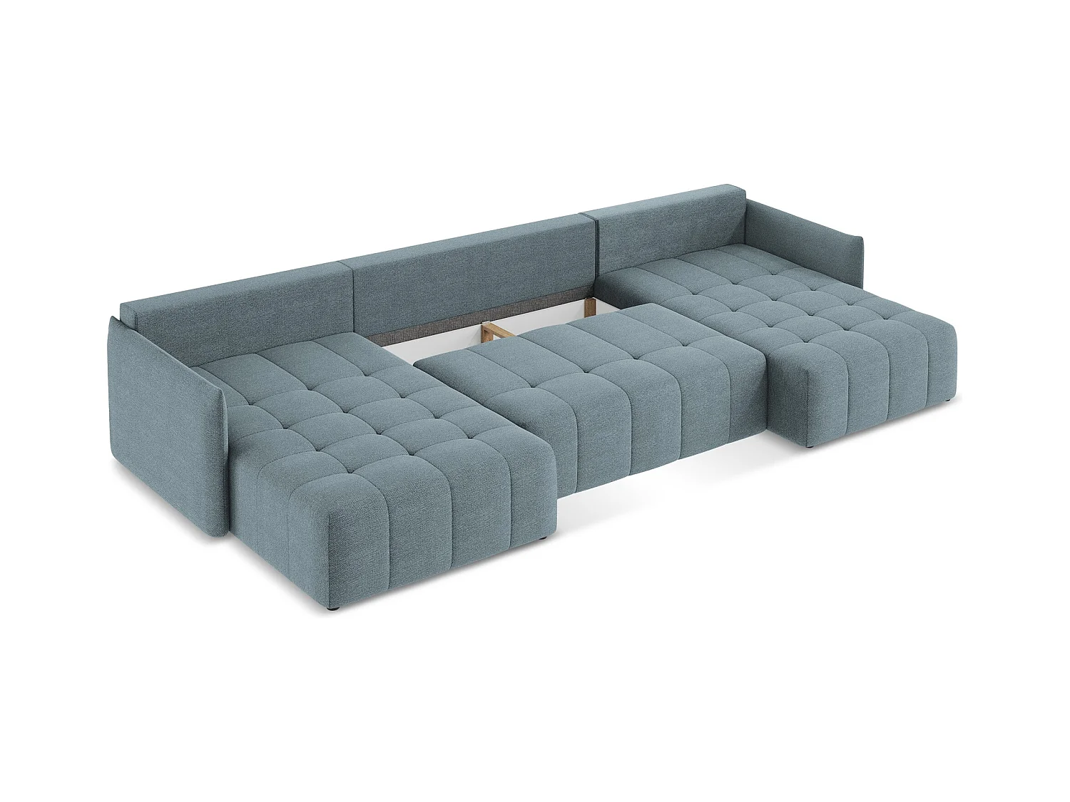 Panoramische hoekbank van jeans bouclé - MOKU