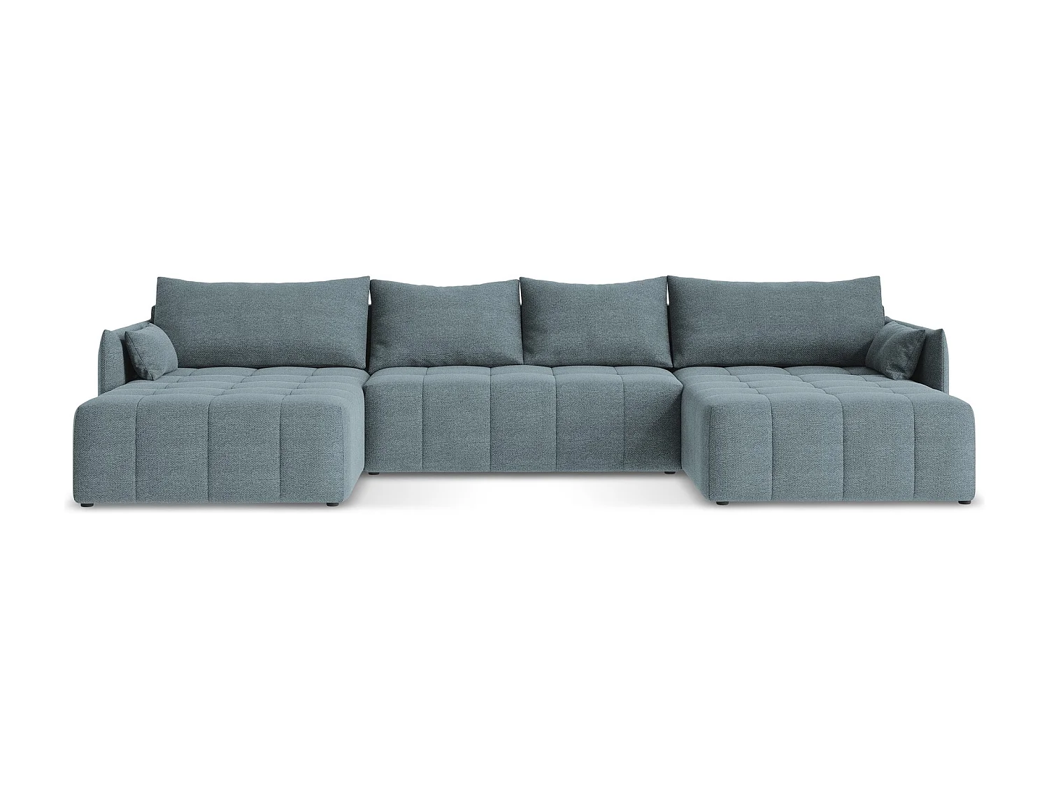 Canapé panoramique 5 places en tissu bouclette - jeans - MOKU