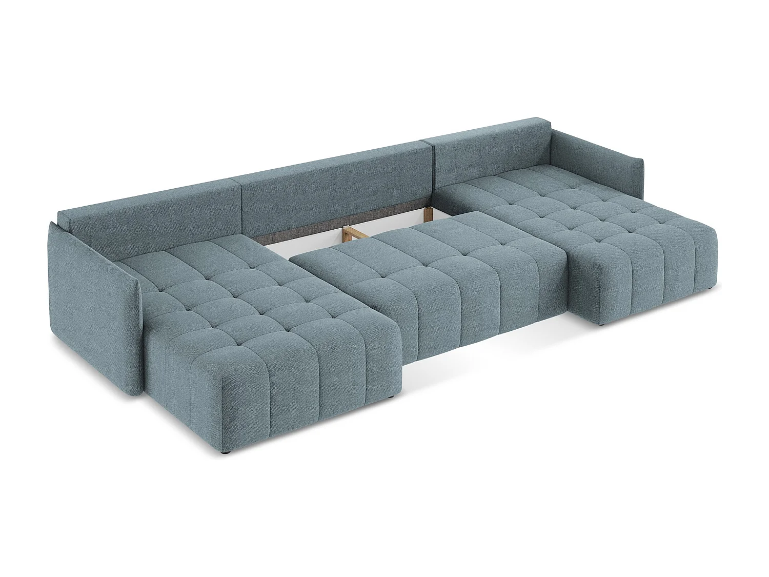 Canapé panoramique 5 places en tissu bouclette - jeans - MOKU