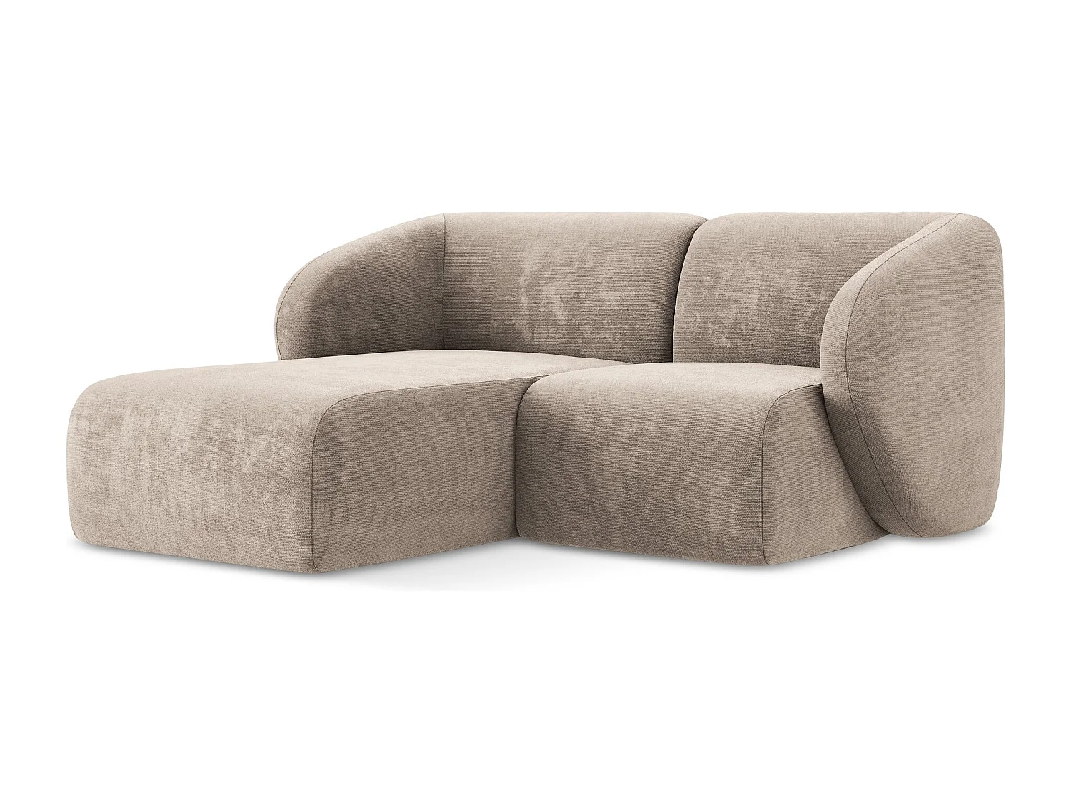 Canapé d'angle 2,5 places modulaire gauche en tissu chenille - beige foncé - LANI