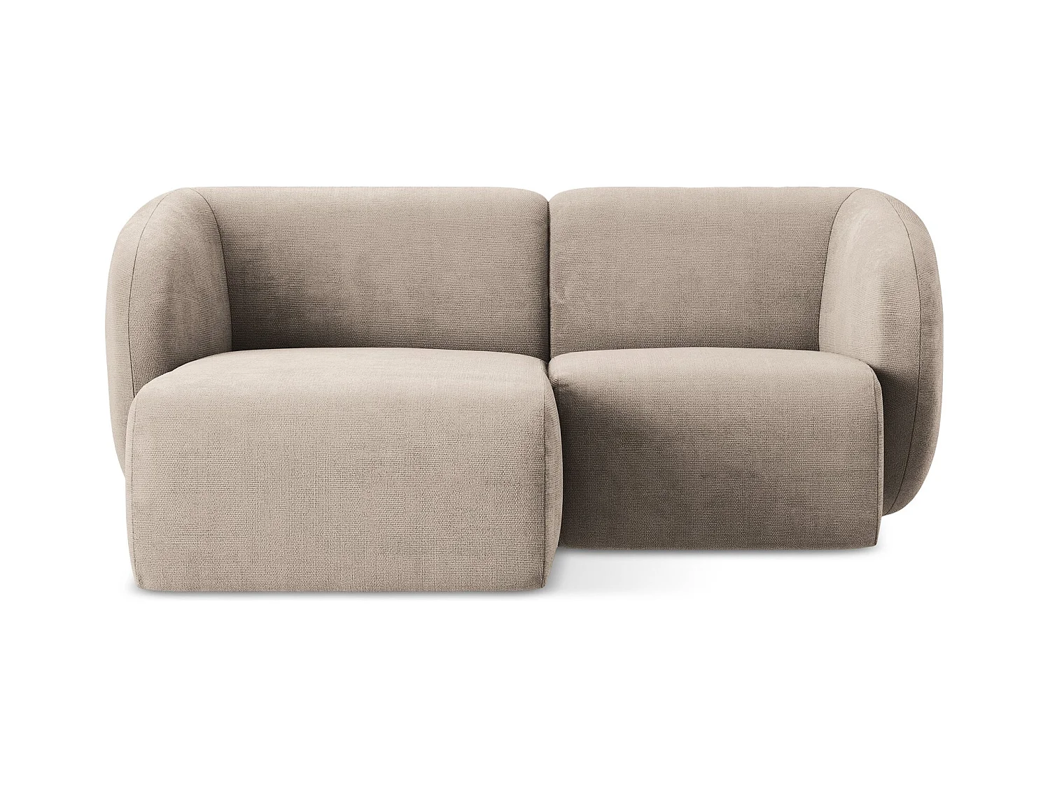 Canapé d'angle 2,5 places modulaire gauche en tissu chenille - beige foncé - LANI