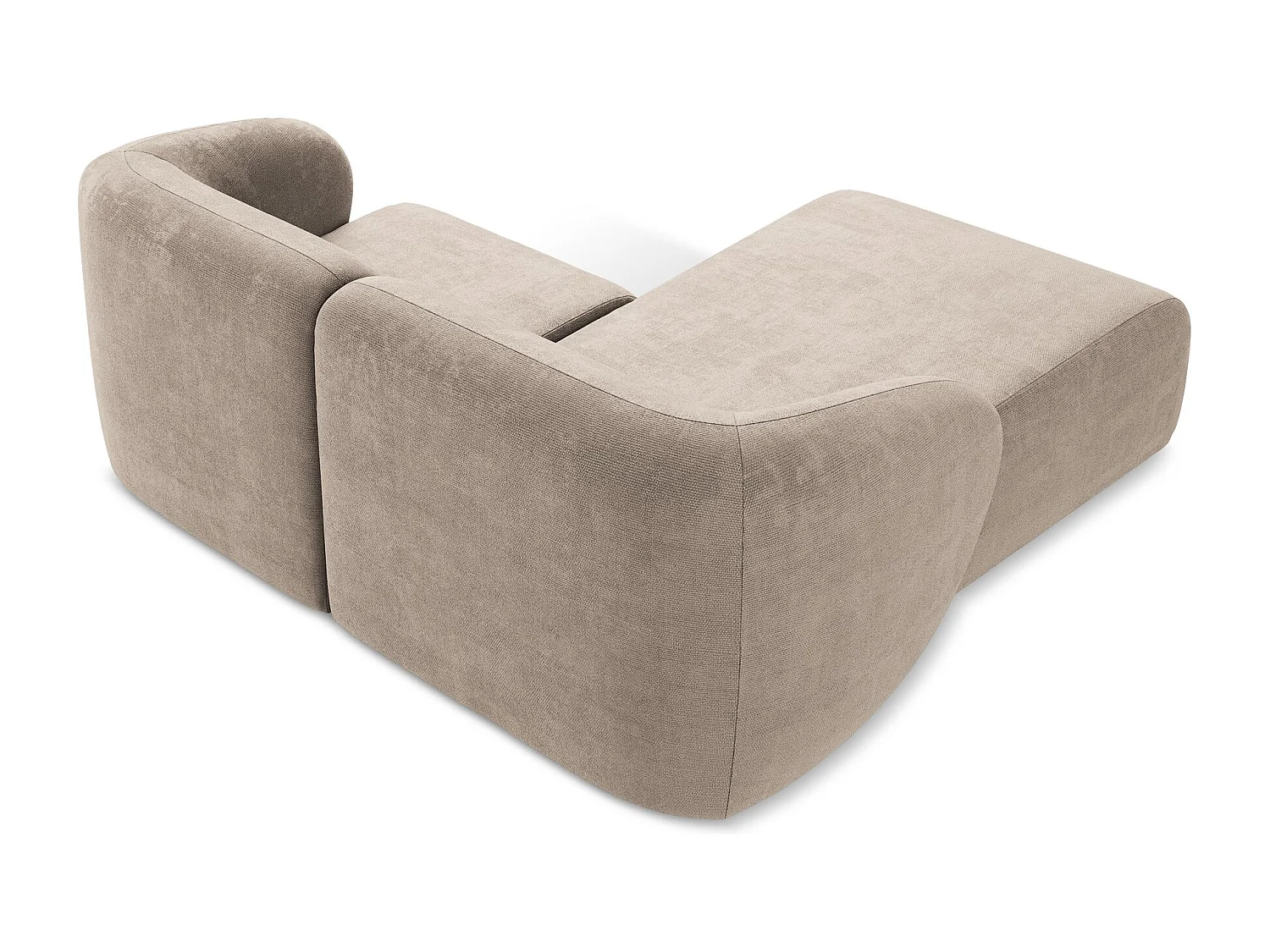 Canapé d'angle 2,5 places modulaire gauche en tissu chenille - beige foncé - LANI