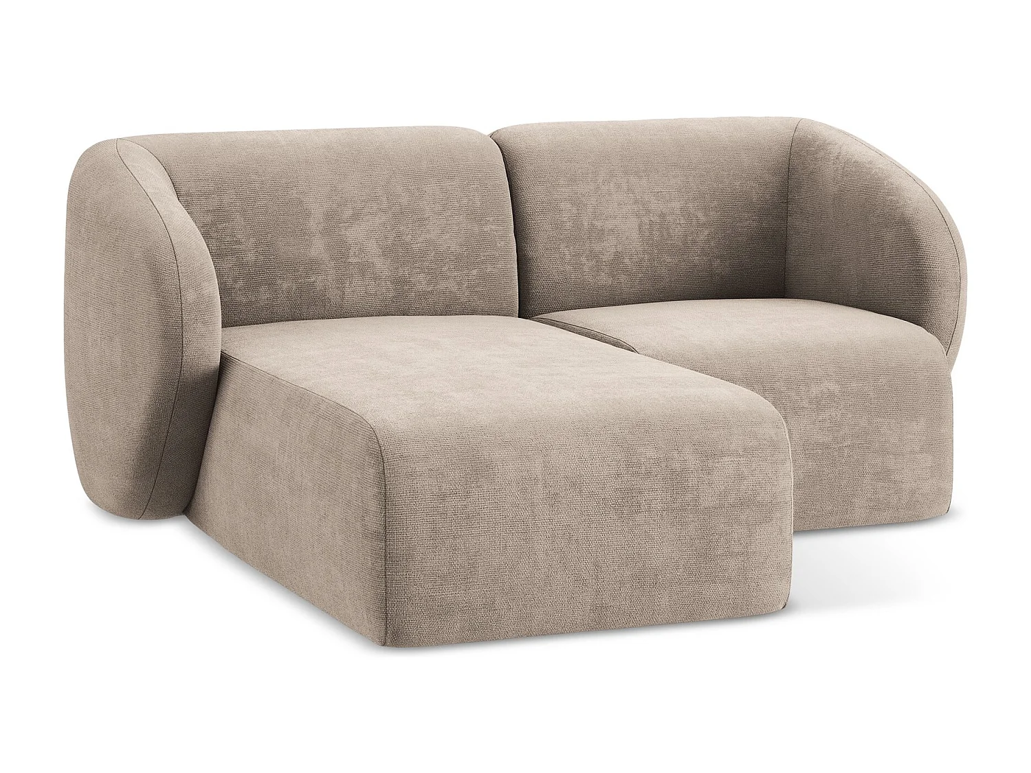 Canapé d'angle 2,5 places modulaire gauche en tissu chenille - beige foncé - LANI