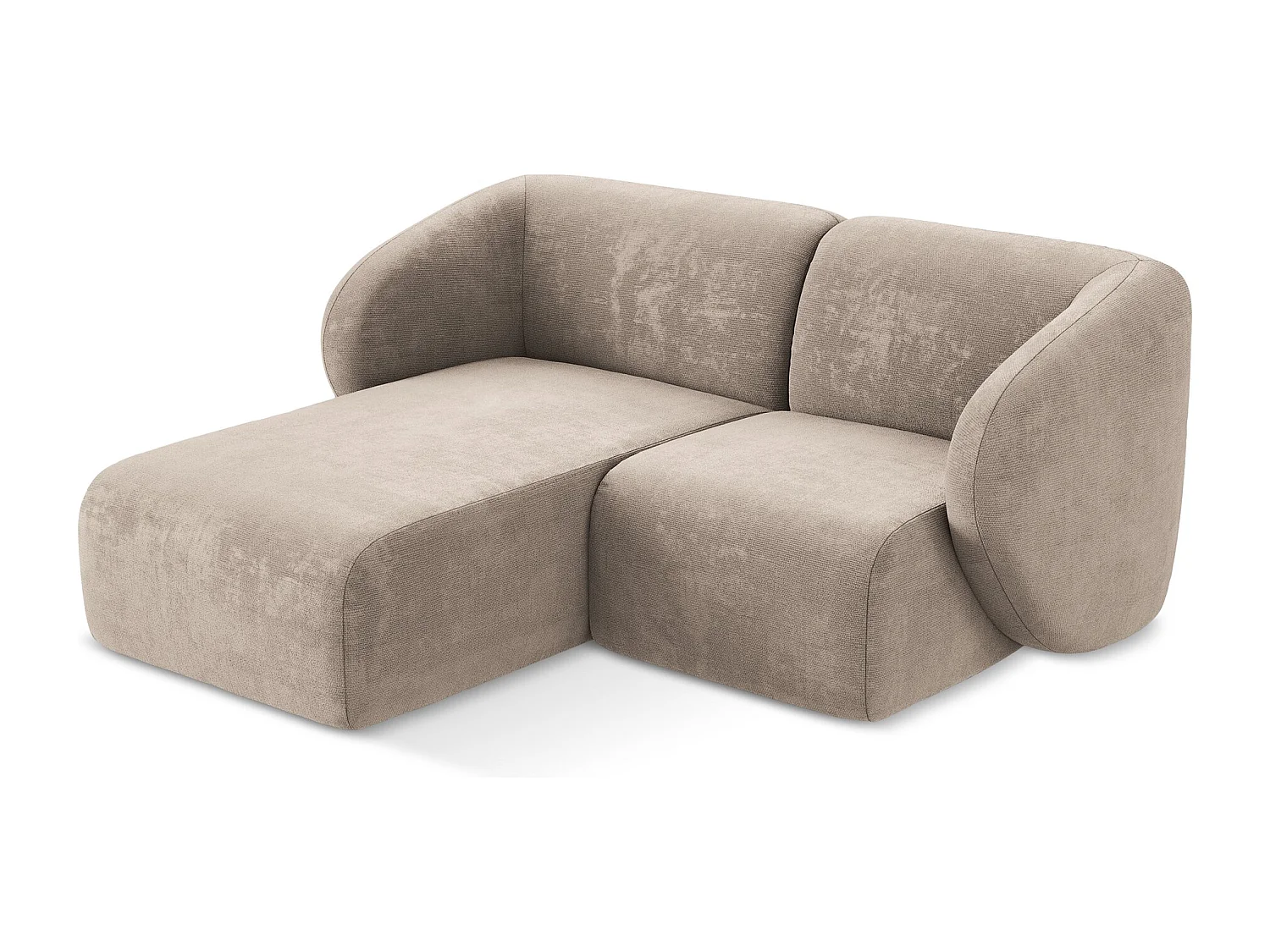 Canapé d'angle 2,5 places modulaire gauche en tissu chenille - beige foncé - LANI