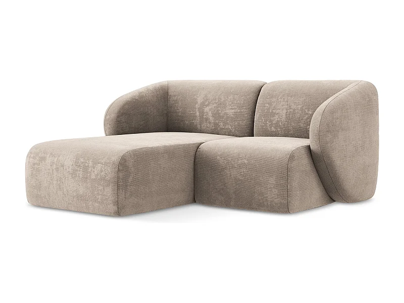 Modulaire hoekbank links van donkerbeige chenille stof - LANI