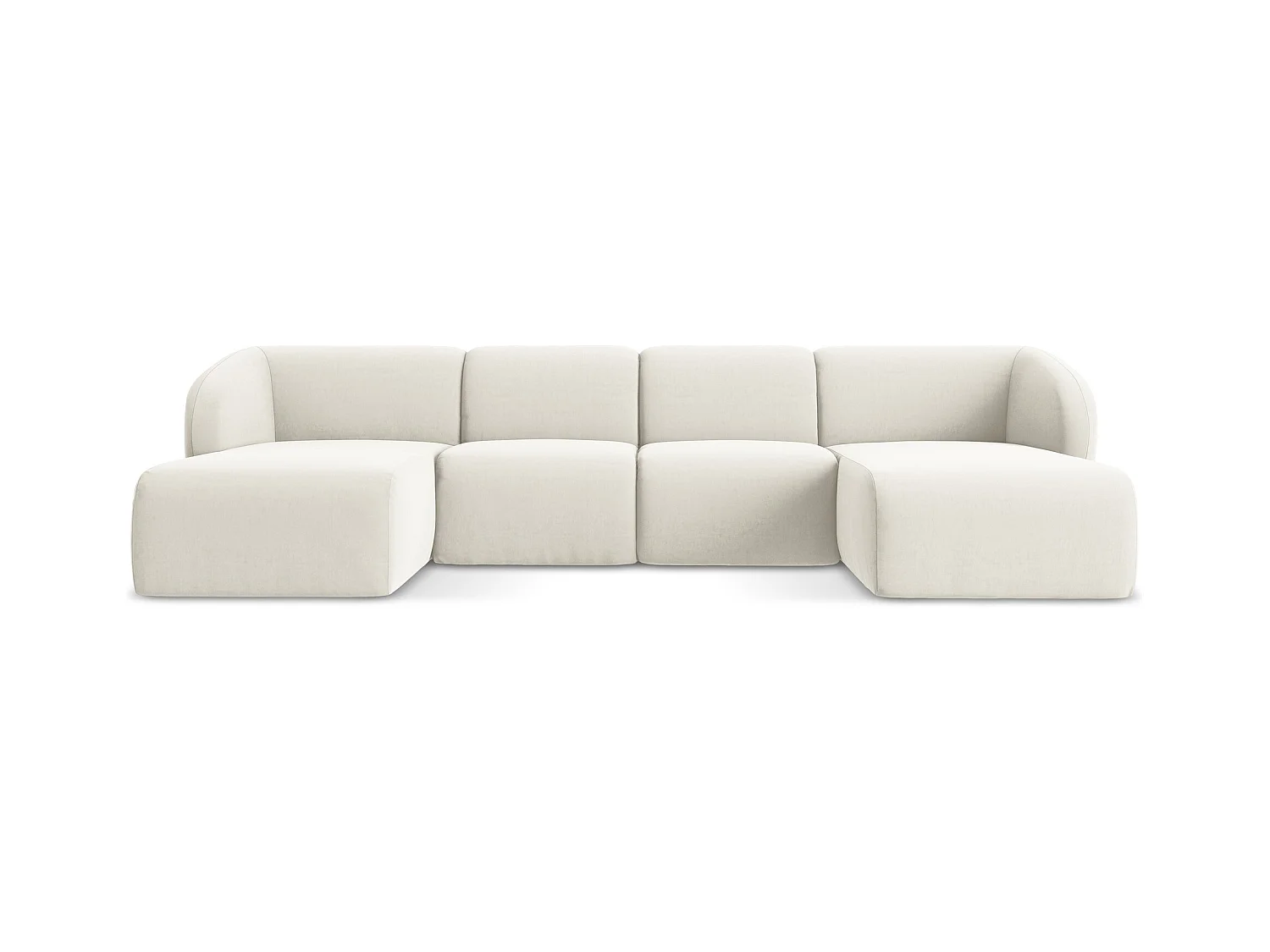 Canapé panoramique 4 places en velours - beige clair - LANI