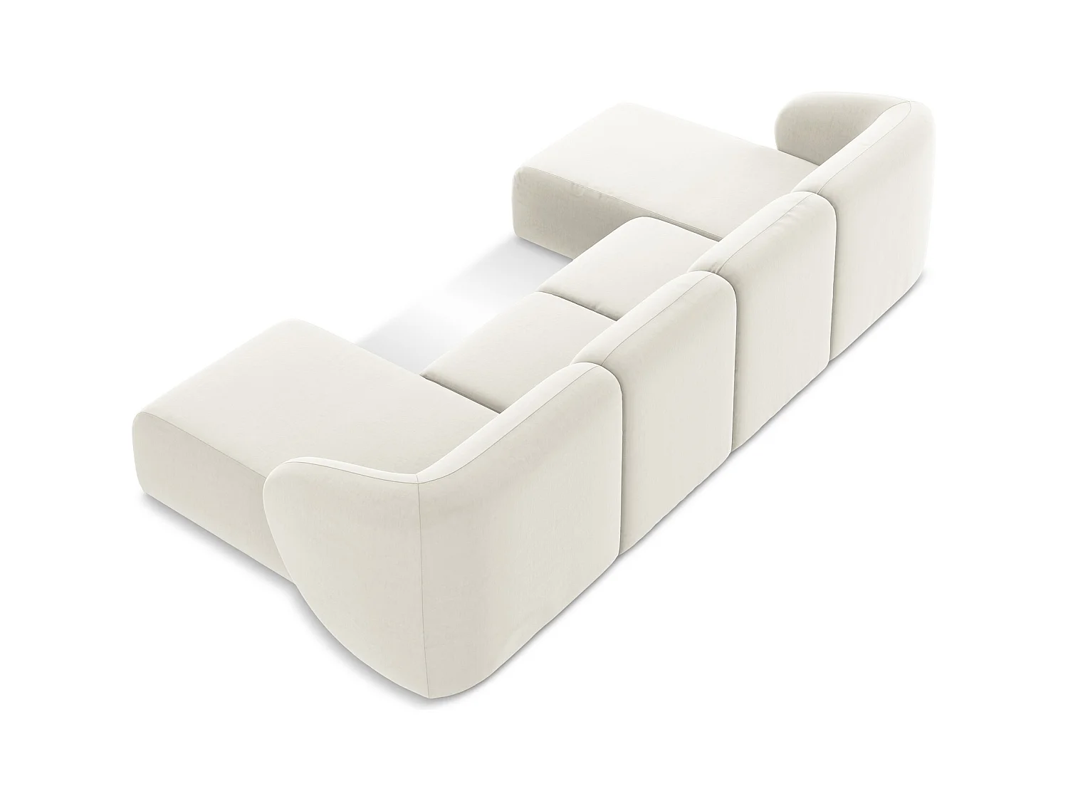 Canapé panoramique 4 places en velours - beige clair - LANI