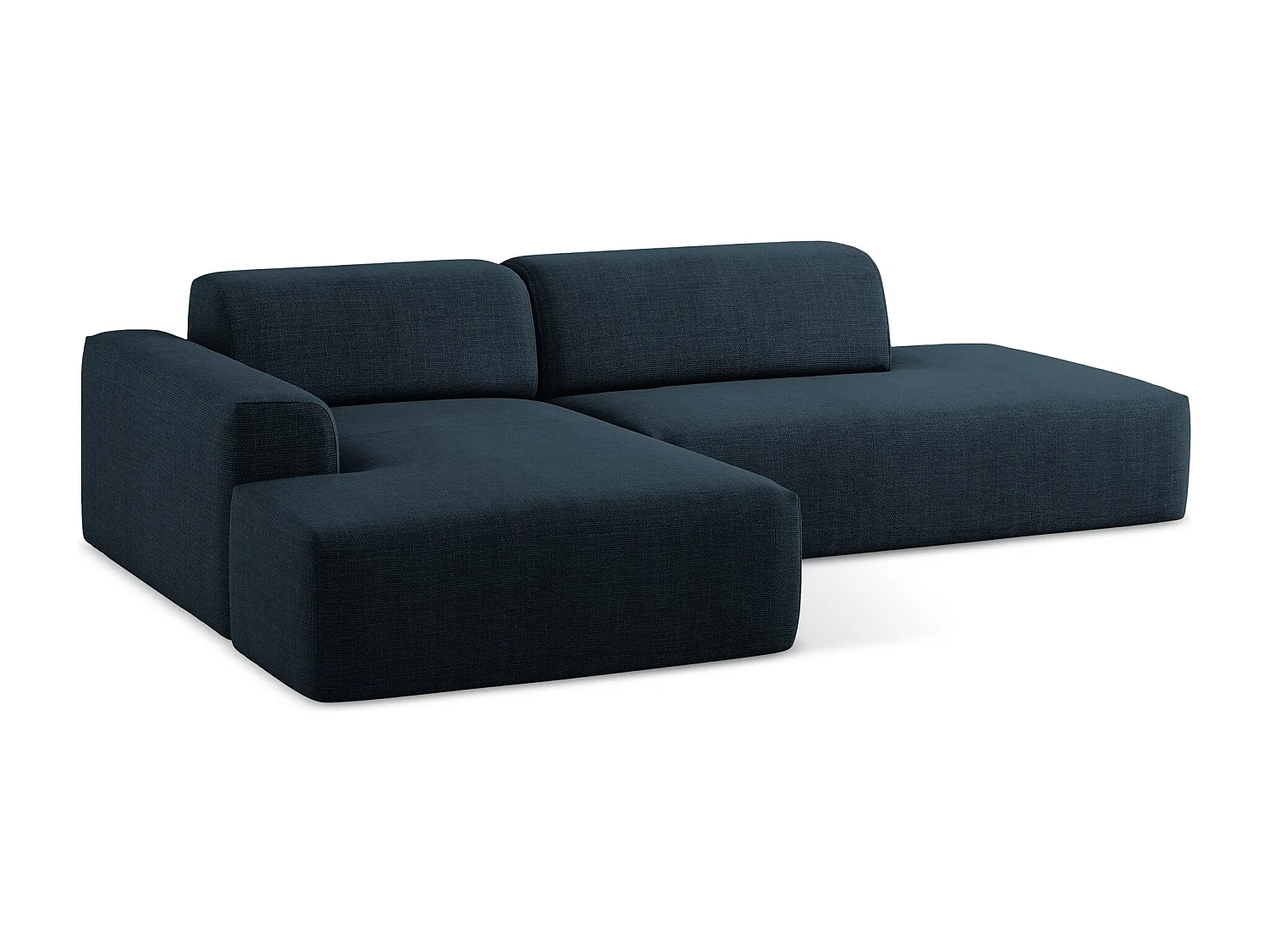 Modulaire hoekbank rechts van koningsblauw textuurstof - KELI