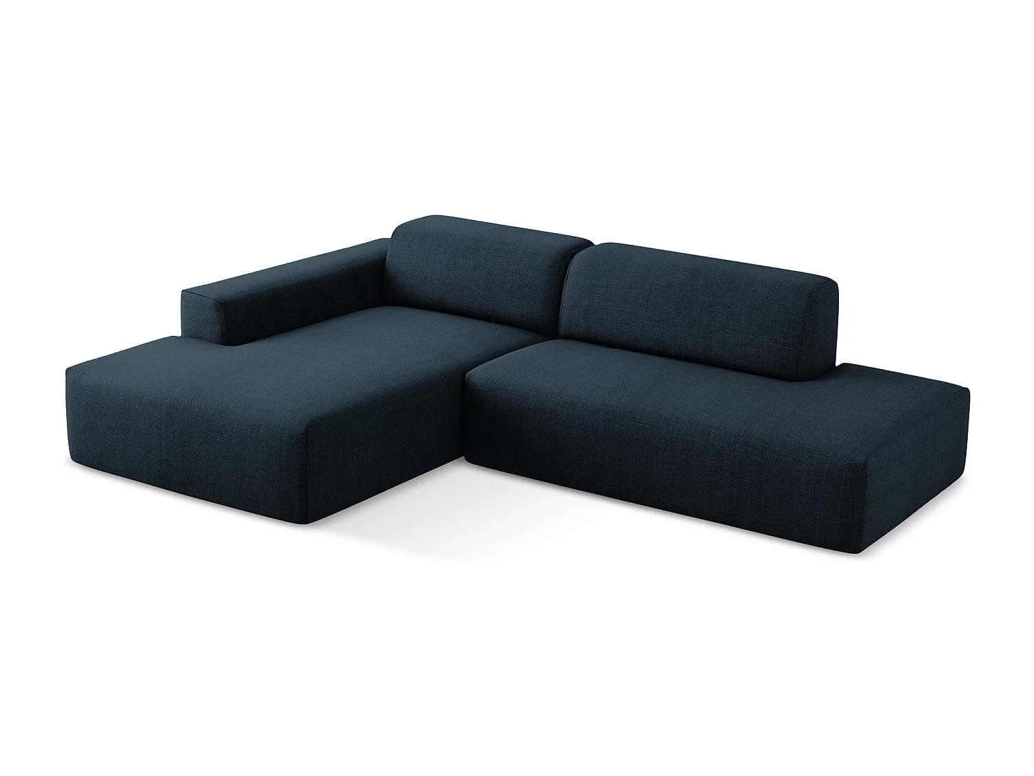 Modulaire hoekbank rechts van koningsblauw textuurstof - KELI