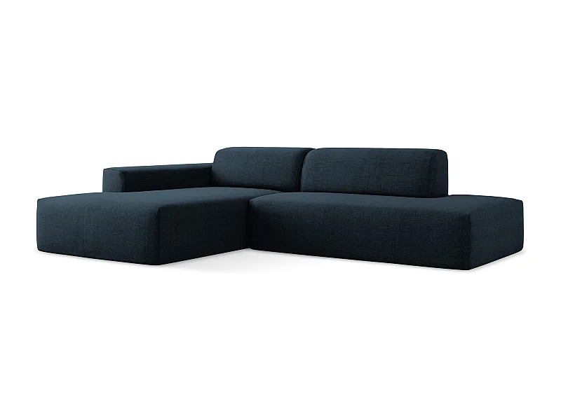 Canapé d'angle 3 places modulaire droit en tissu texturé - bleu royal - KELI