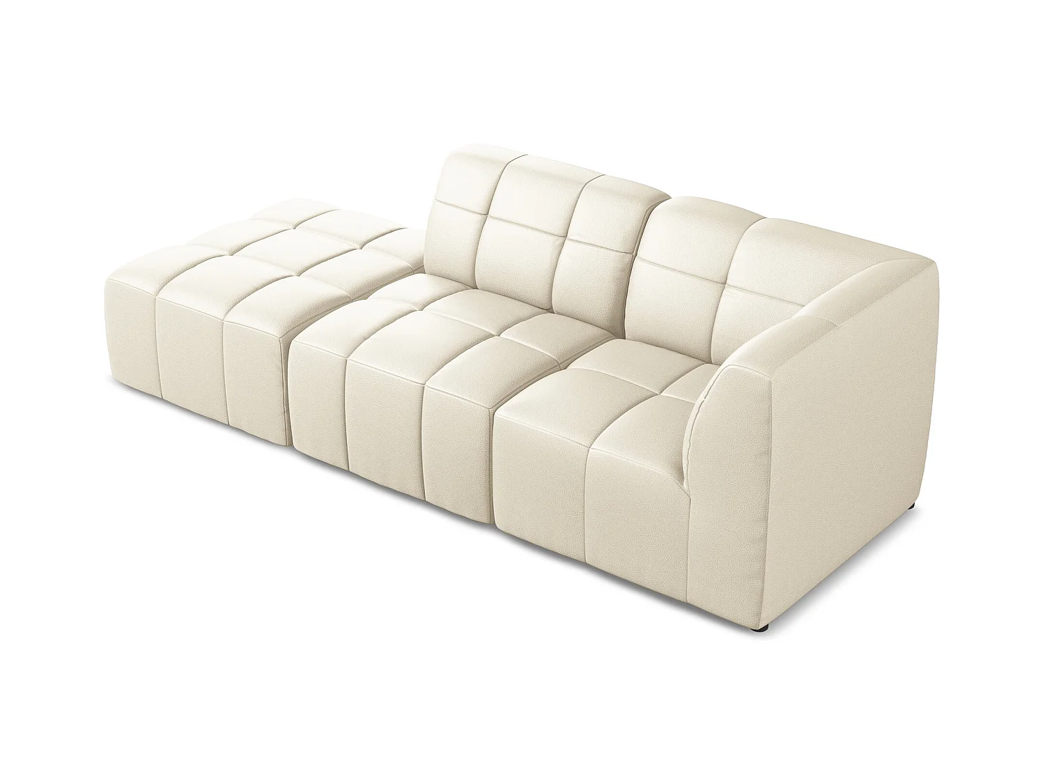 Modulaire hoekbank links van lichtbeige kunstleer - ALOHA