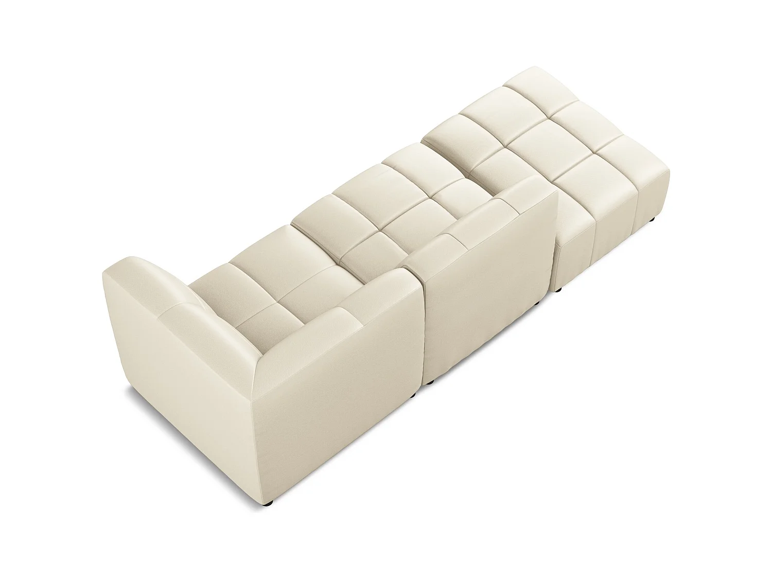 Modulaire hoekbank links van lichtbeige kunstleer - ALOHA