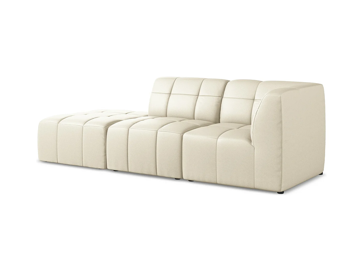3-Sitzer Modulares Ecksofa - Ecke Links - Kunstleder - Hell beige - ALOHA
