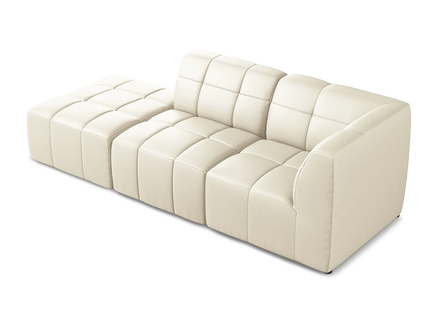 Sofá de canto modular esquerdo 3 lugares em couro sintético bege claro - ALOHA